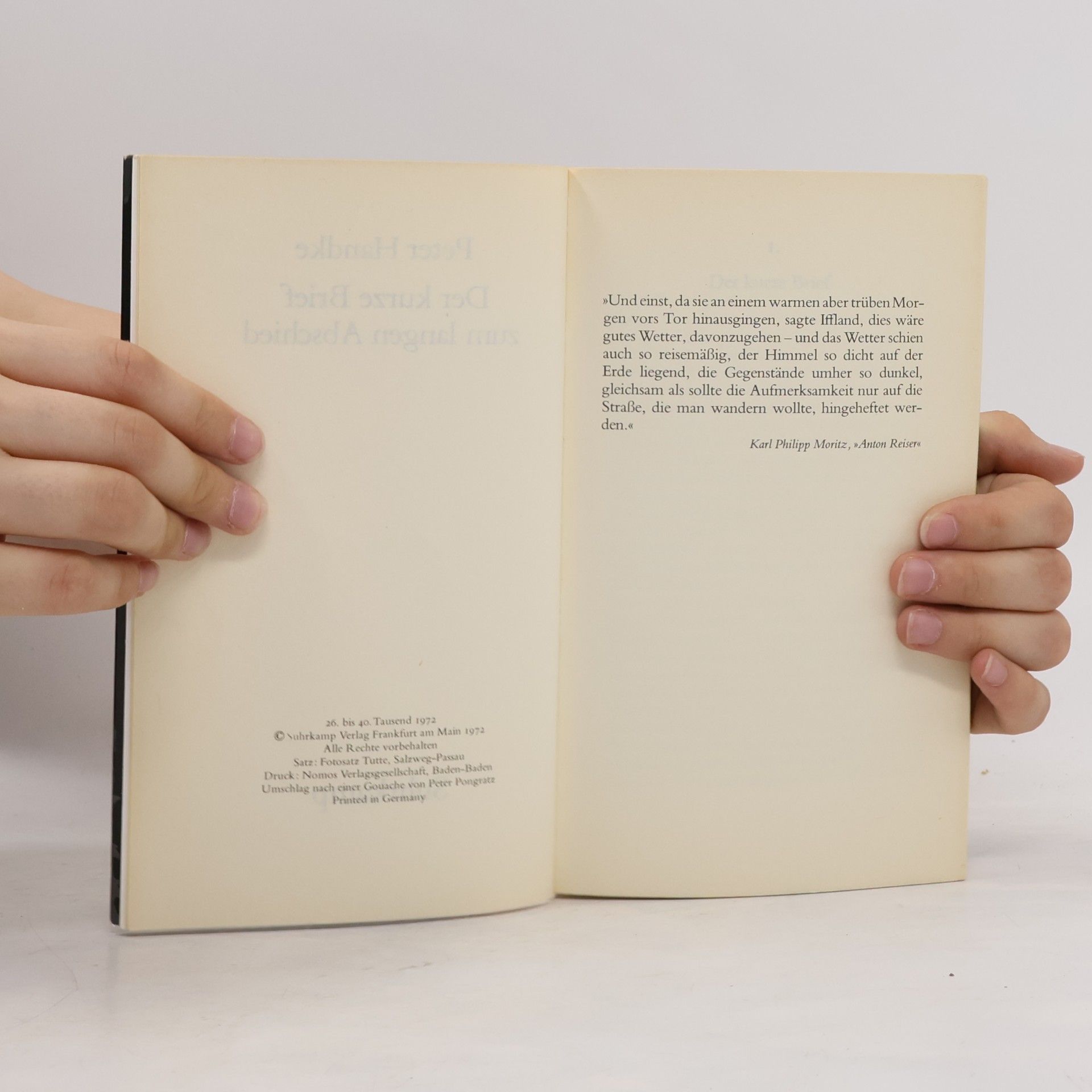 Peter Handke Der kurze Brief zum langen Abschied