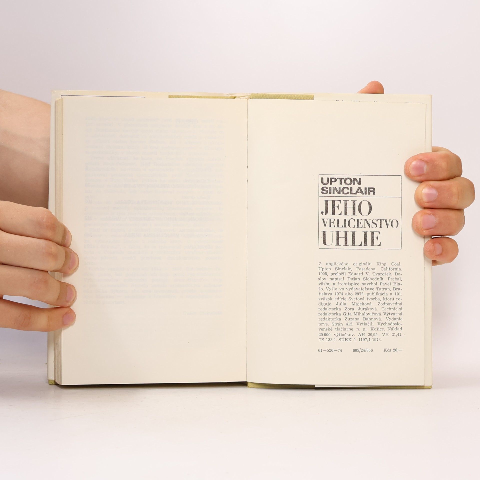 Upton Sinclair Jeho veličenstvo uhlie