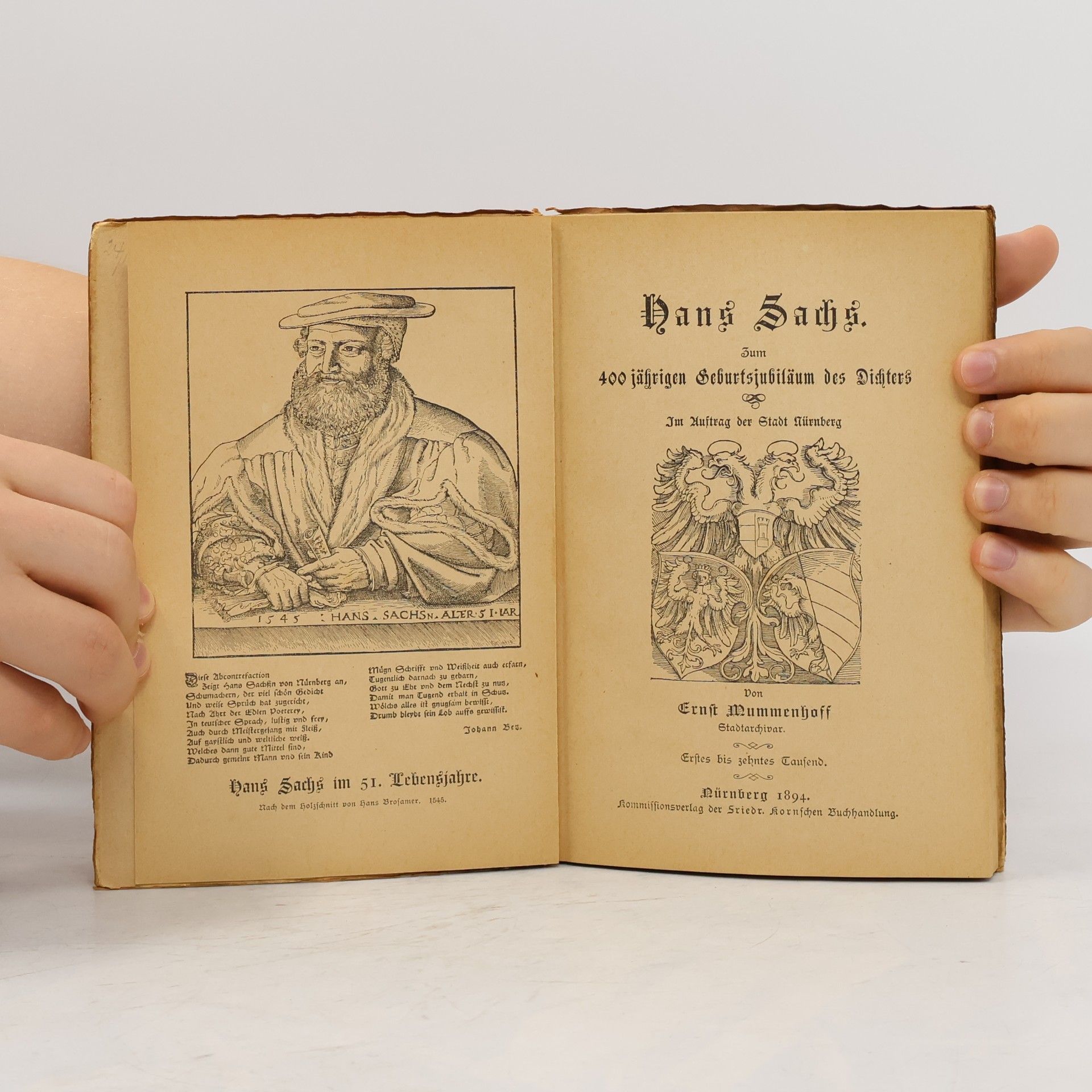 Ernst Mummenhoff Hans Sachs. Zum 400 jährigen Geburtsjubiläum des Dichters