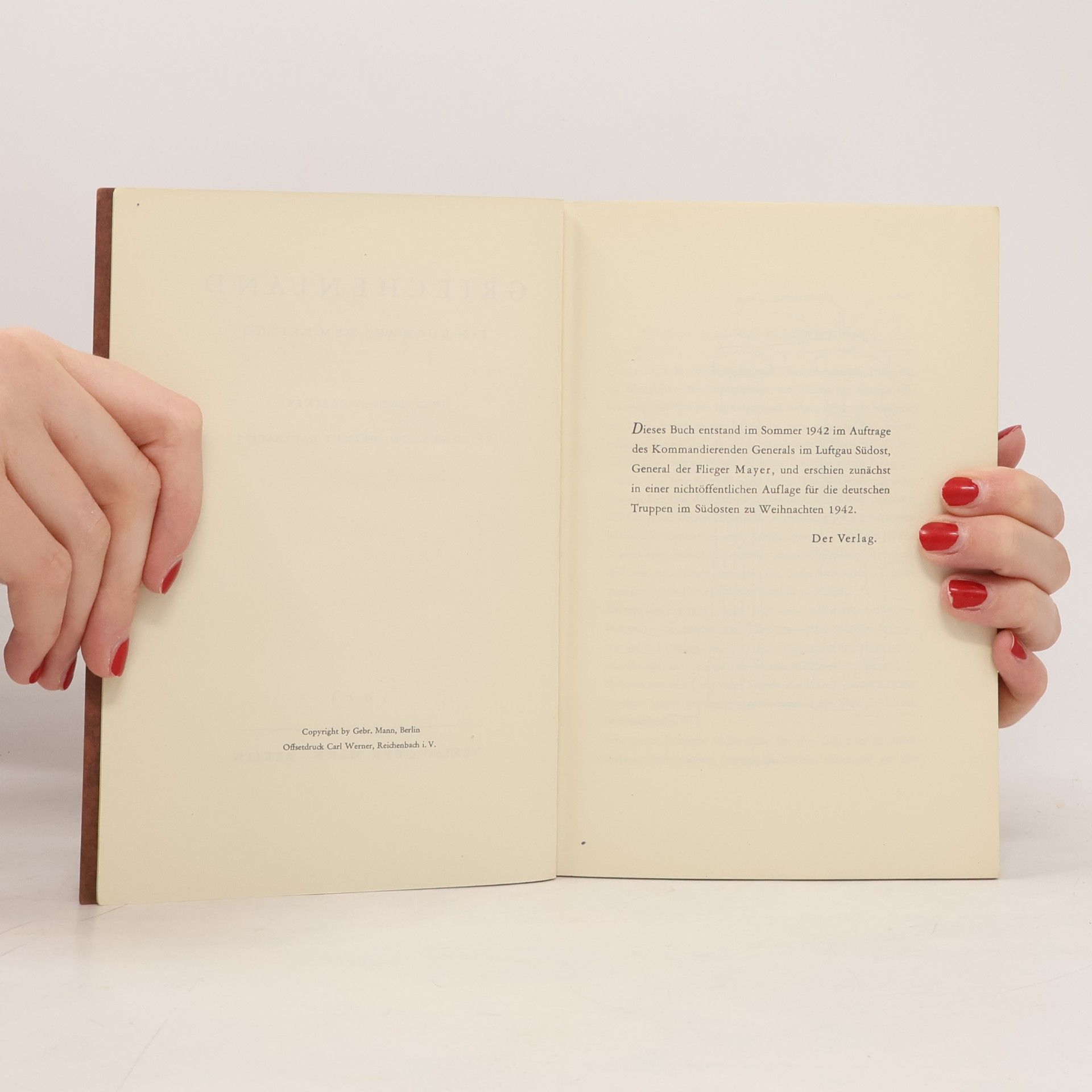 Erhart Kästner Griechenland. Ein buch aus dem kriege