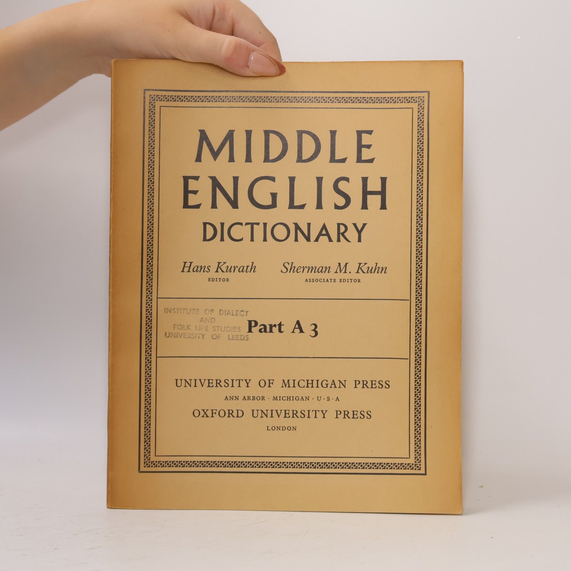 Hans Kurath Middle English Dictionary A3