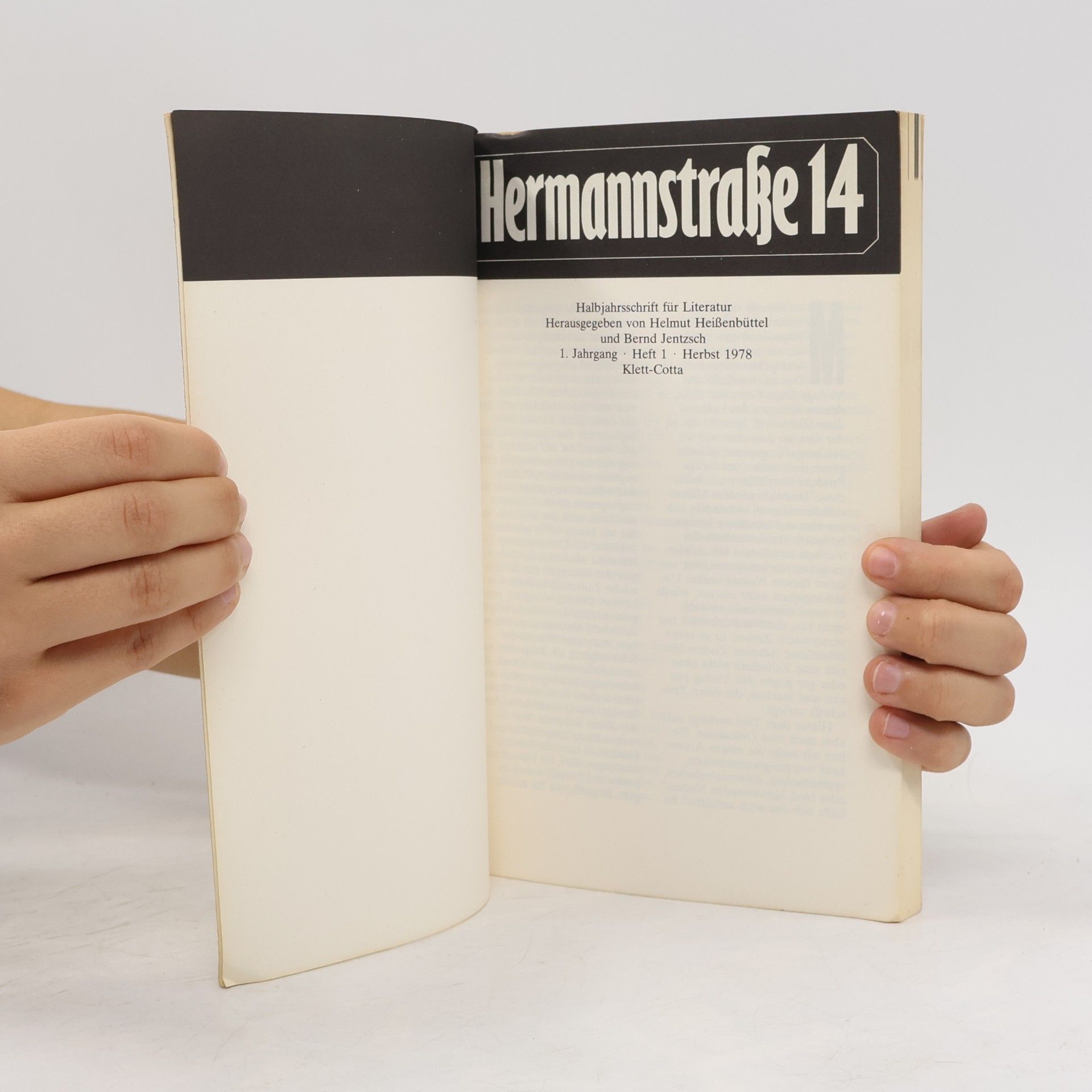 Helmut Heissenbüttel Hermannstraße 14, I. Halbjahresschrift für Literatur