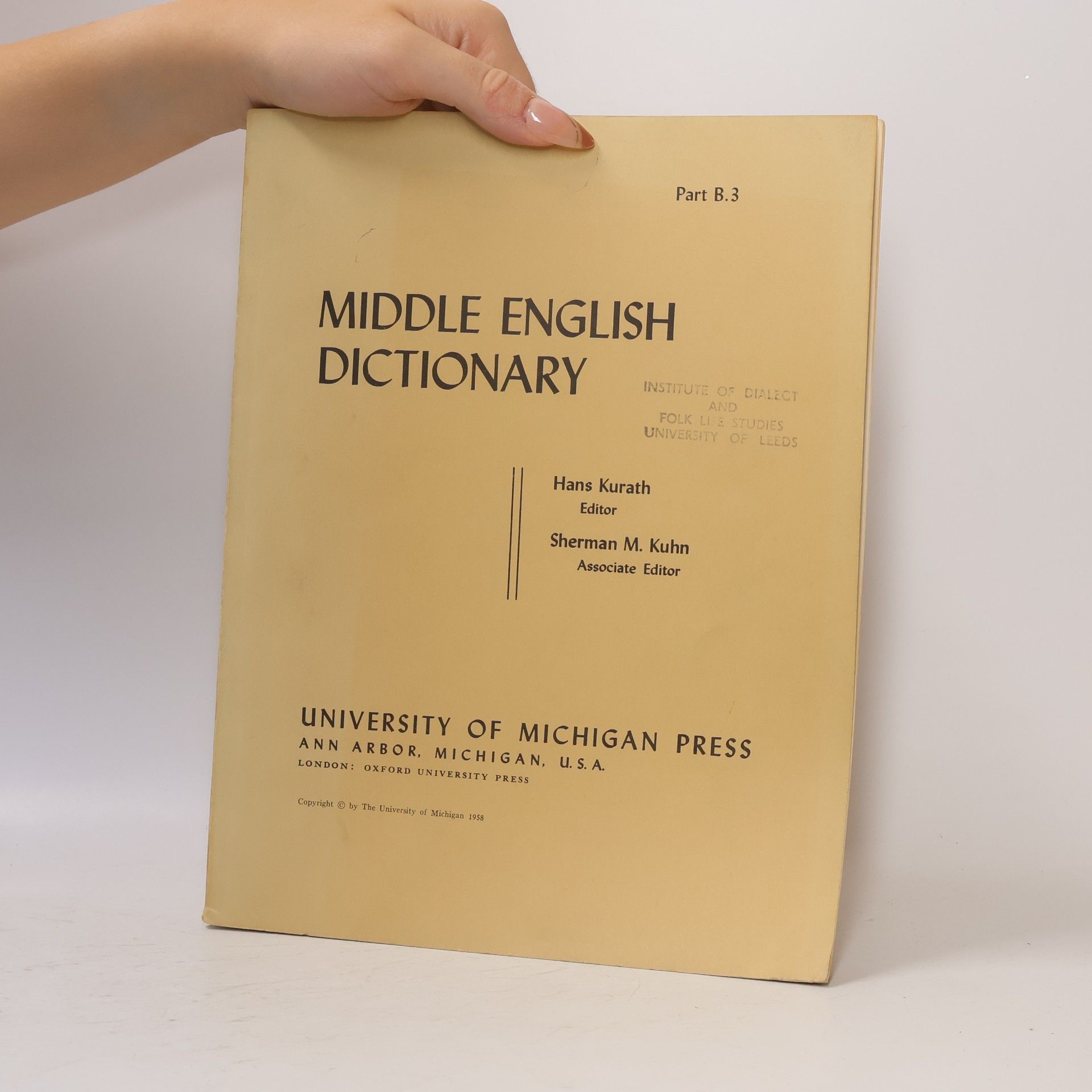 Hans Kurath Middle English Dictionary Part B.3