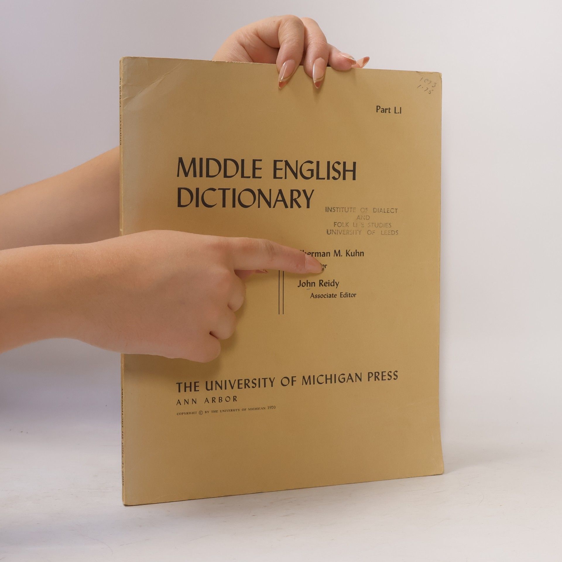 Sherman M. Kuhn Middle English Dictionary Part L.1
