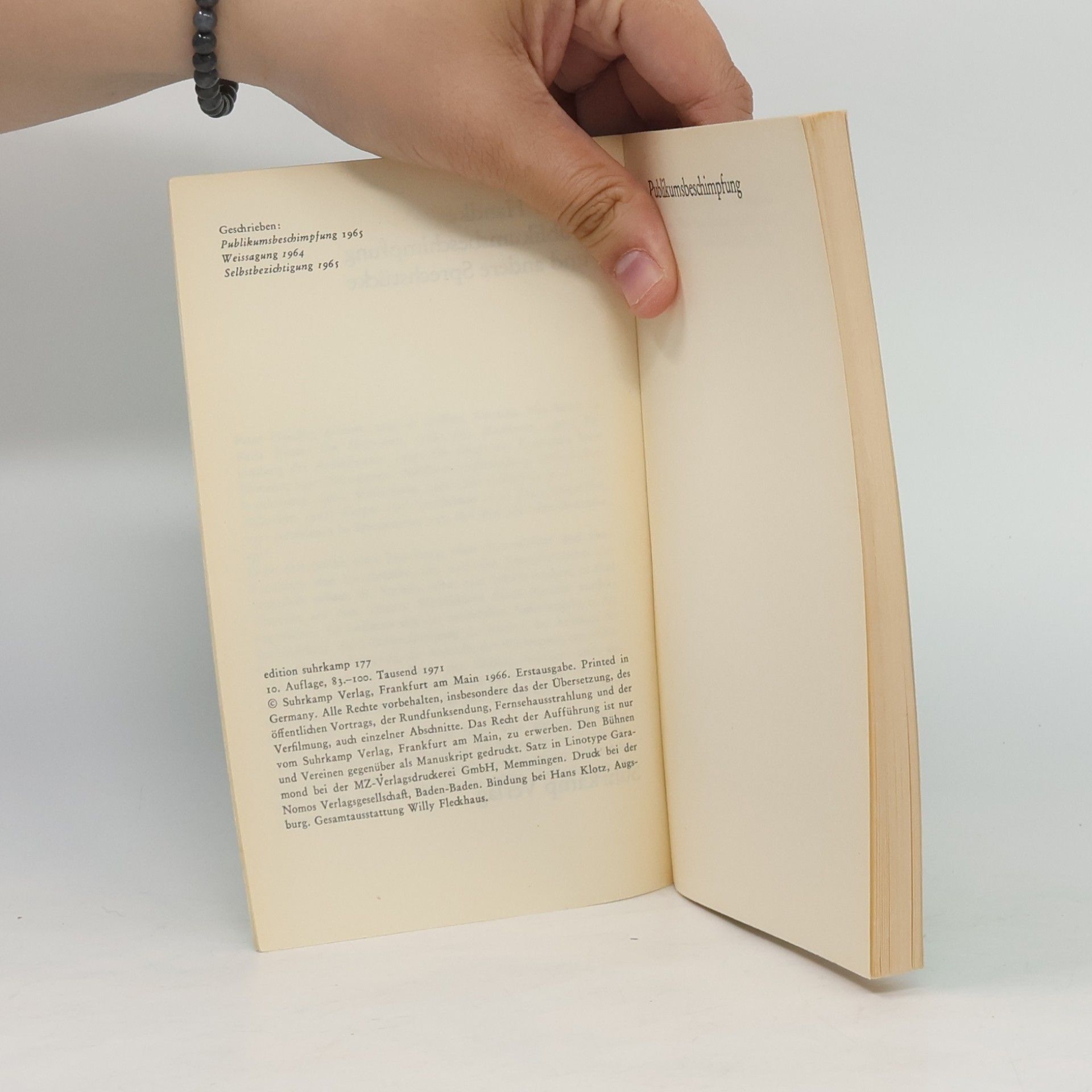 Peter Handke Publikumsbeschimpfung und andere Sprechstücke