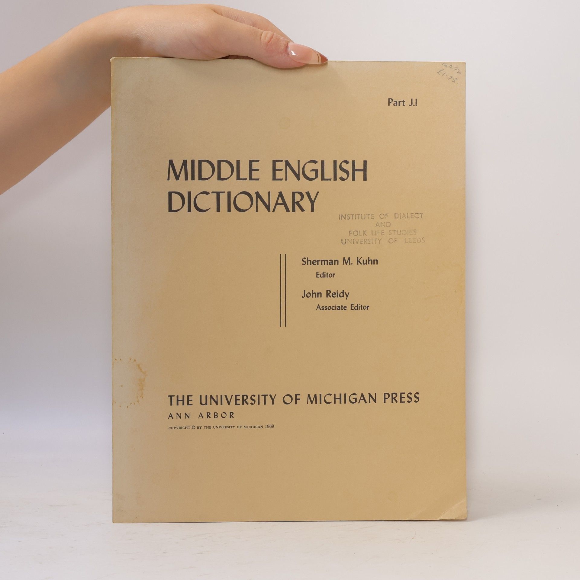 Sherman M. Kuhn Middle English Dictionary Part J.I