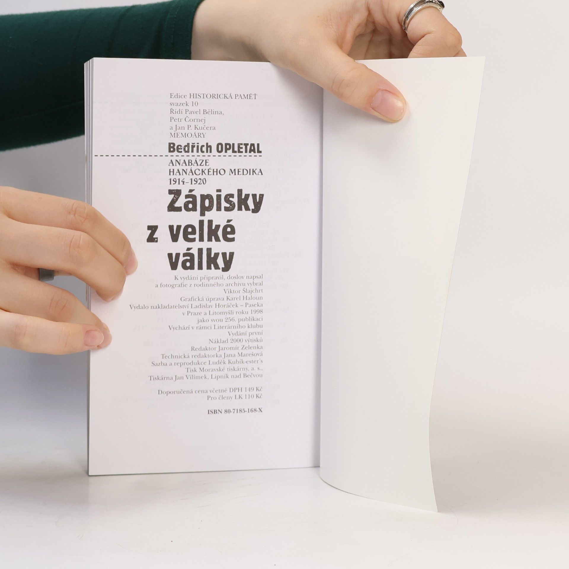 Bedřich Opletal Zápisky z velké války : anabáze hanáckého medika 1914-1920