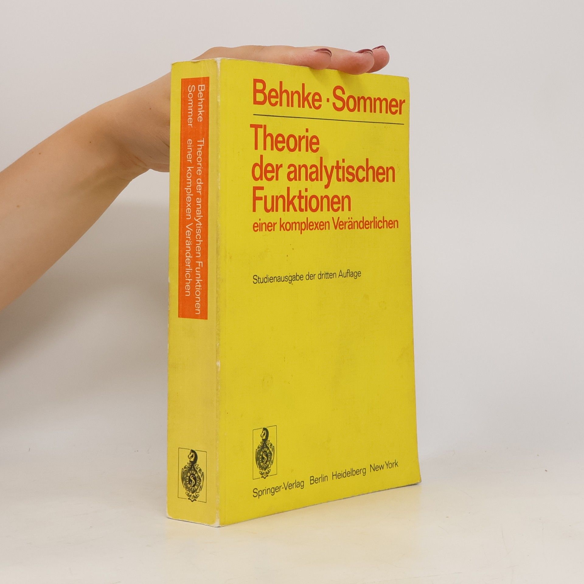 Friedrich Sommer Theorie der analytischen Funktionen einer komplexen Veränderlichen