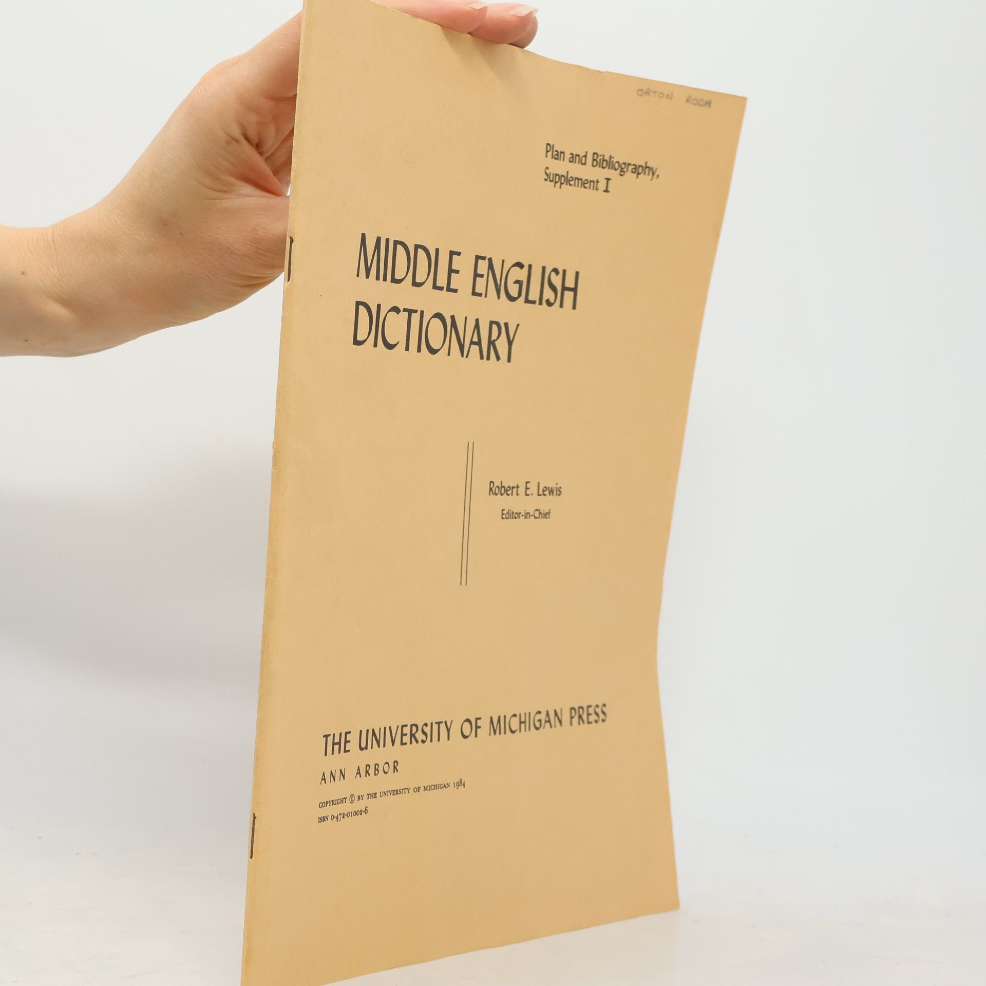 Robert E. Lewis Middle English Dictionary Plan and Bibliography, Supplement I
