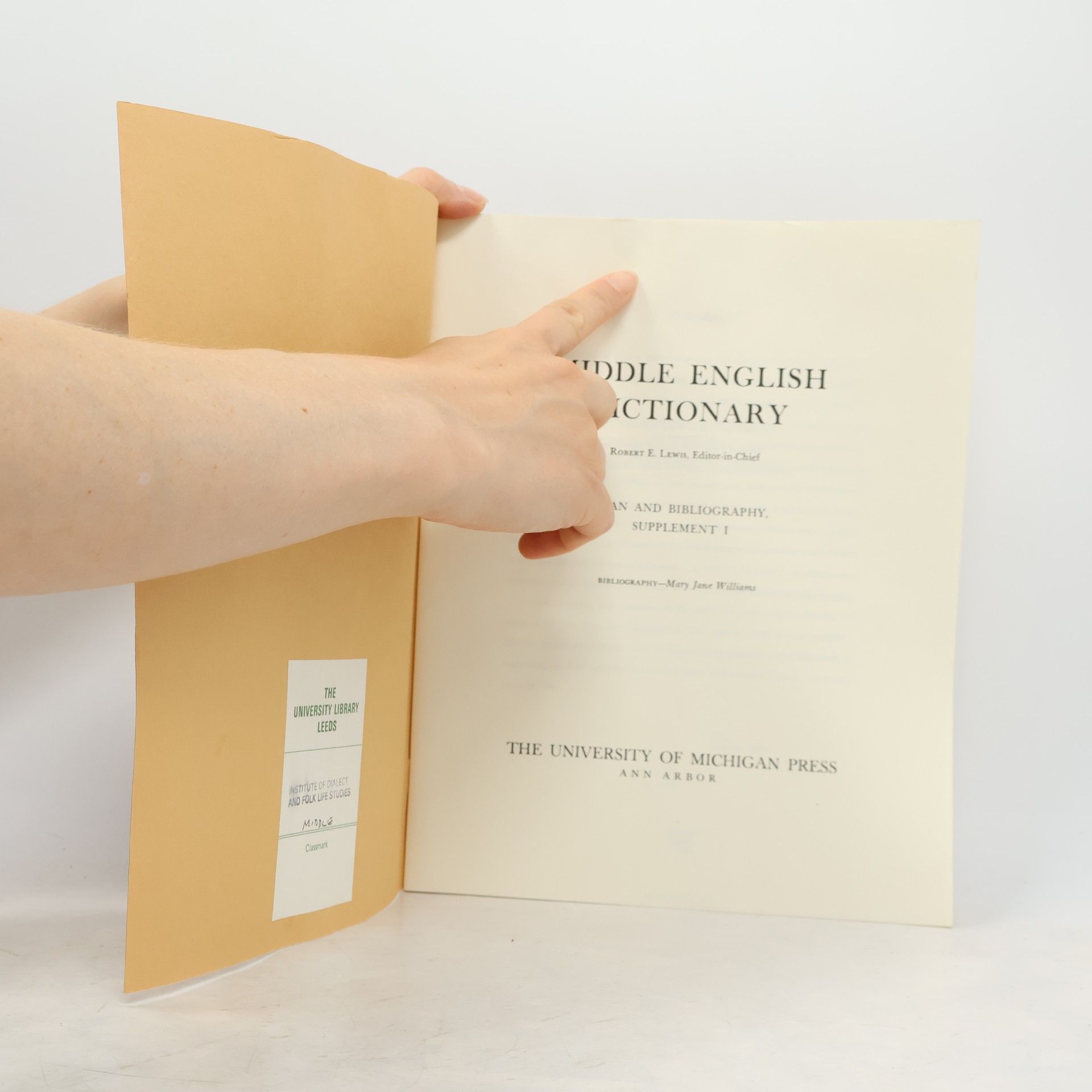 Robert E. Lewis Middle English Dictionary Plan and Bibliography, Supplement I
