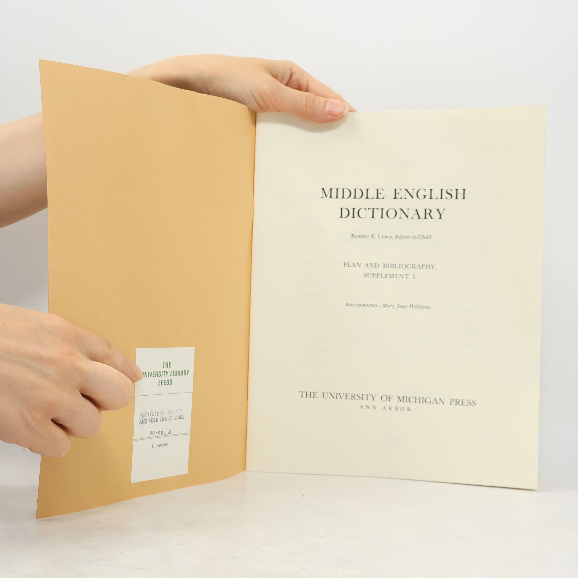 Robert E. Lewis Middle English Dictionary Plan and Bibliography, Supplement I