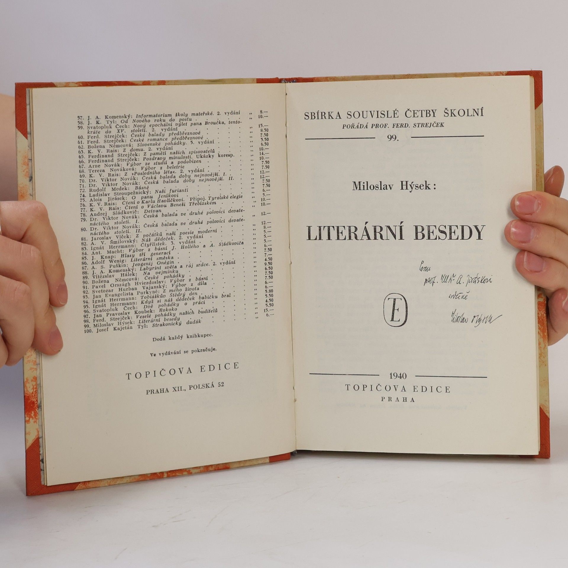 Miloslav Hýsek Literární besedy