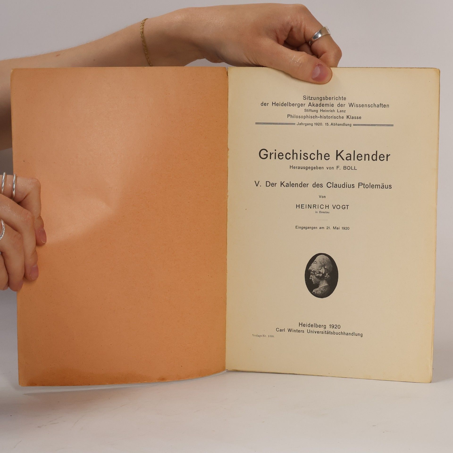 Heinrich Vogt Griechische Kalender V. Der Kalender des Claudius Ptolemäus