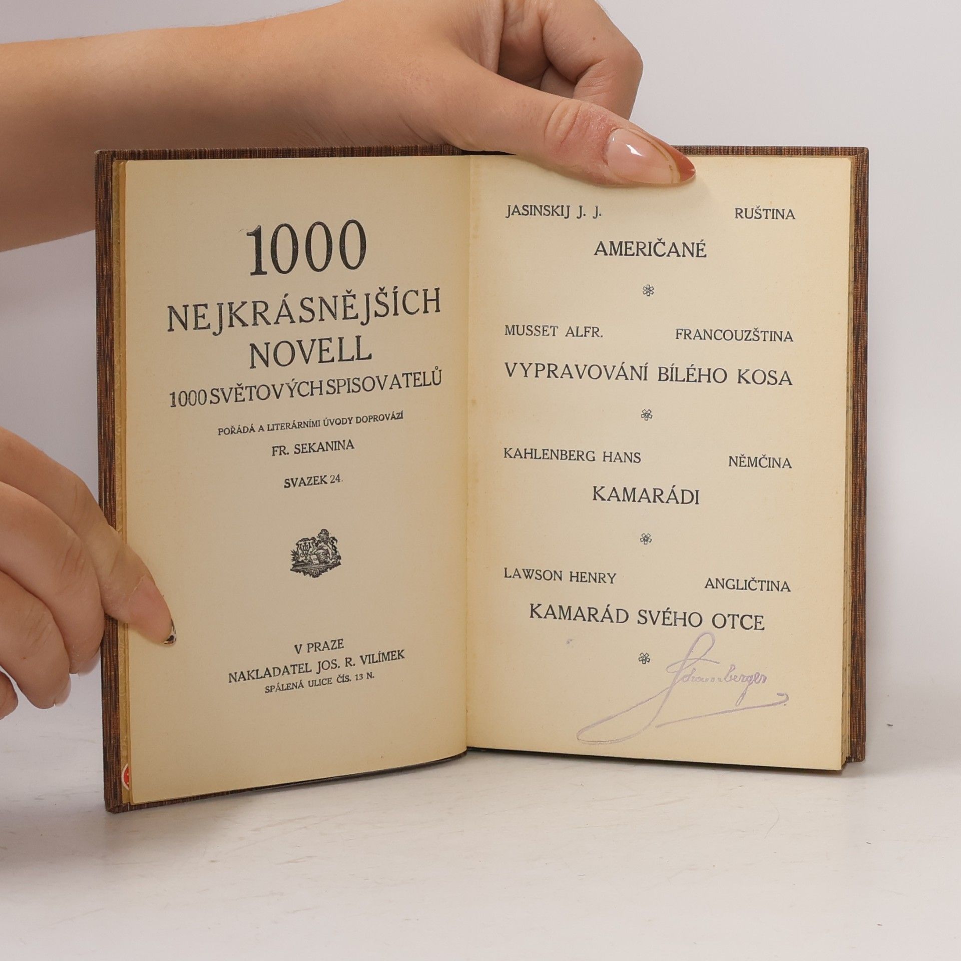 František Sekanina 1000 nejkrásnějších novell 1000 světových spisovatelů. Svazek 24