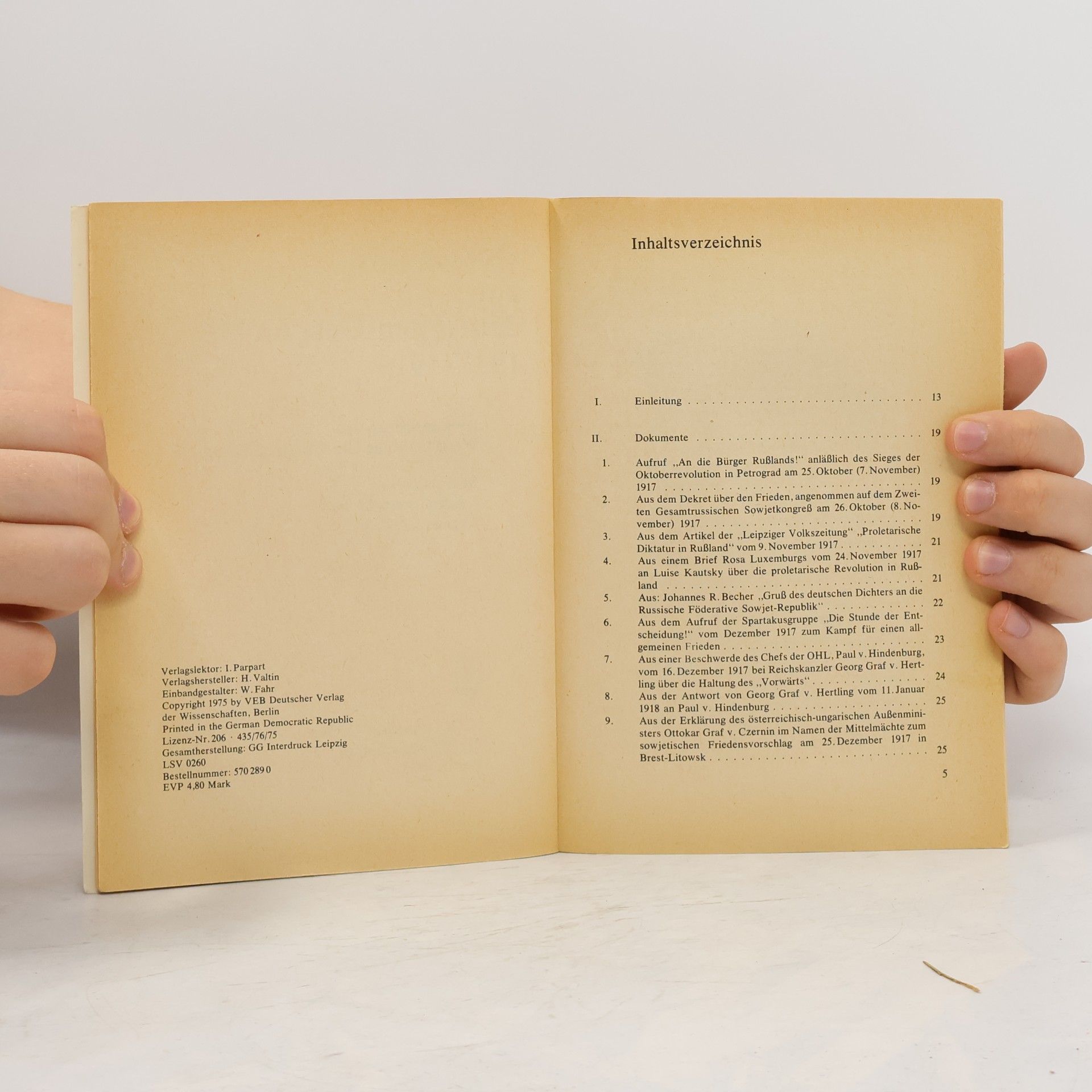 Autorenkollektiv Dokumente zur deutschen Geschichte 1917-1919