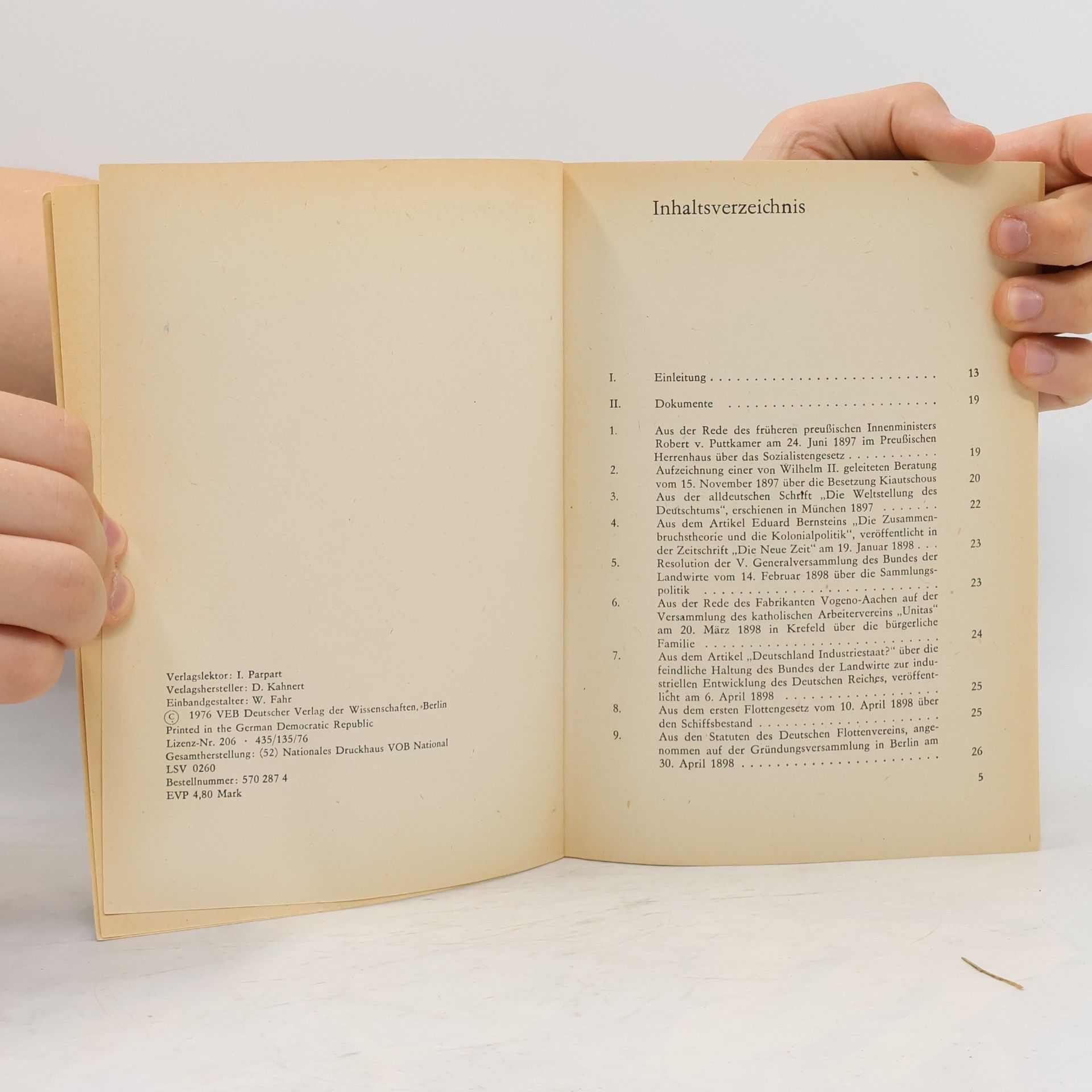 AA.VV. Dokumente zur deutschen Geschichte. 1897/98-1904