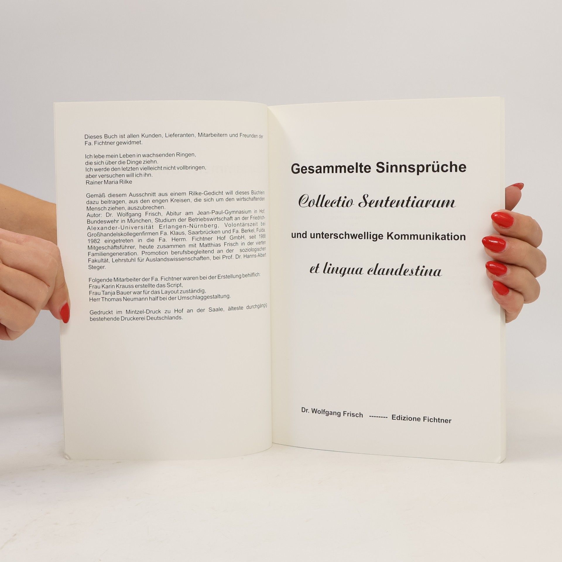 Dr. Wolfgang Frisch Gesammelte Sinnsprüche