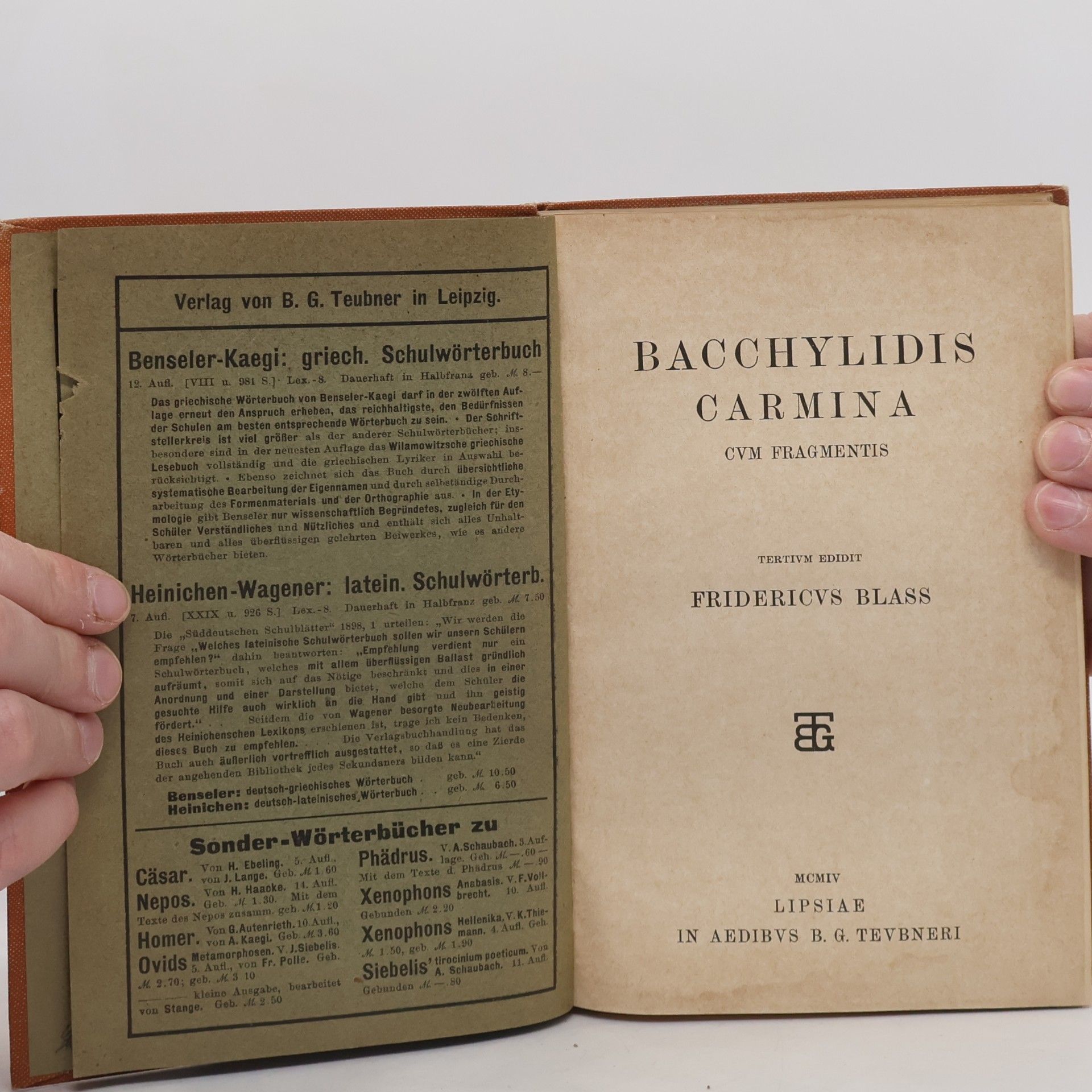 Friedrich Blass Bacchylidis Carmina cvm fragmentis