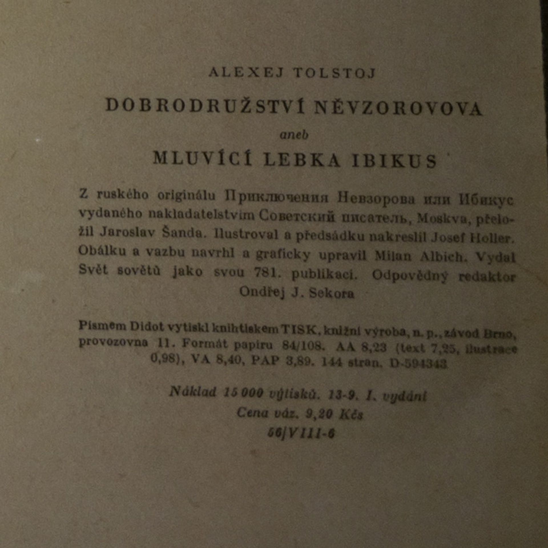 Aleksey Tolstoy Dobrodružství Něvzorovova aneb Mluvící lebka Ibikus