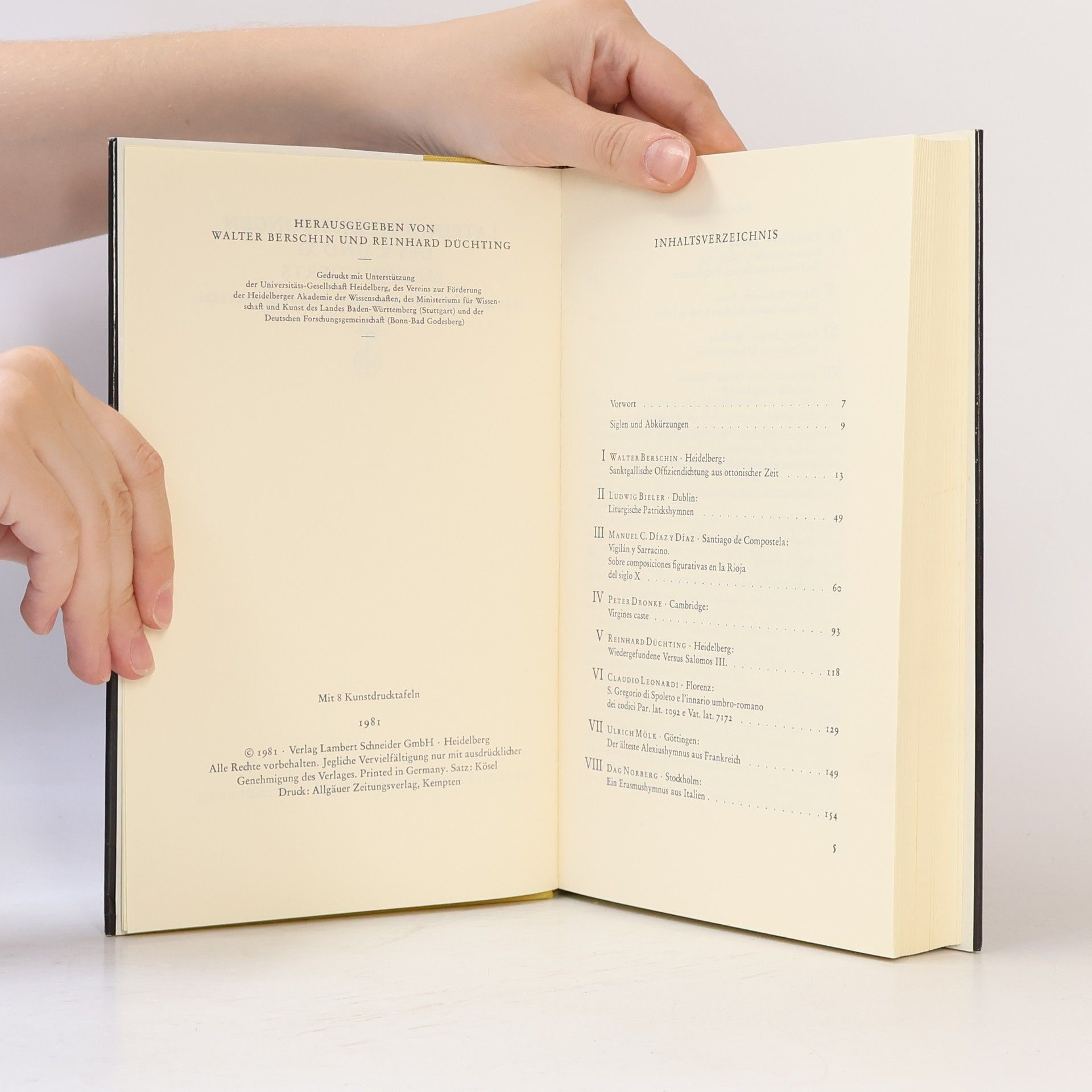 Walter Berschin Lateinische Dichtungen des X. und XI. Jahrhunderts. Festgabe für Walther Bulst