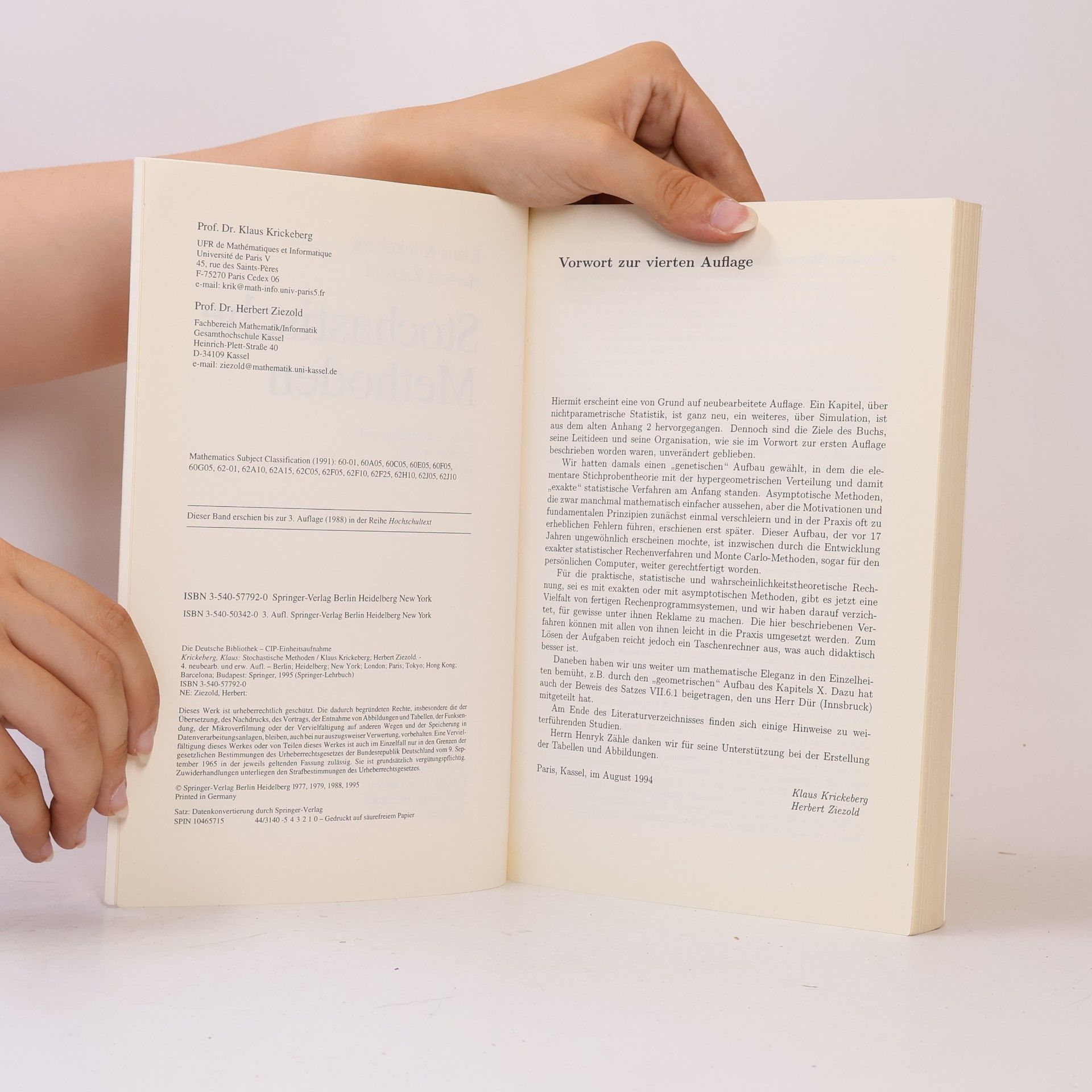 Klaus Krickeberg Springer-Lehrbuch: Stochastische Methoden - 4. Auflage