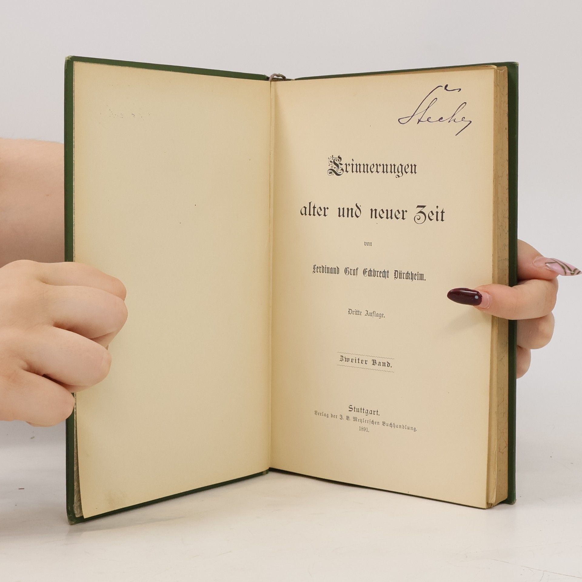 Ferdinand Graf Eberhard Dürkheim Erinnerungen alter und neuer Zeit. Zweiter Band