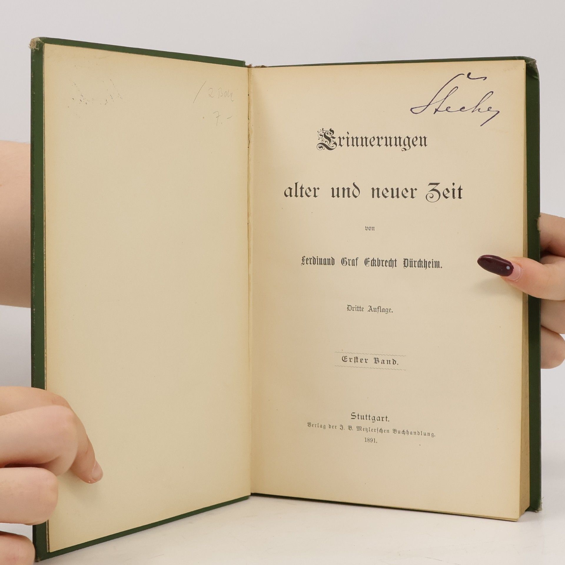 Ferdinand Graf Eckbrecht Dürckheim Erinnerungen alter und neuer Zeit 1