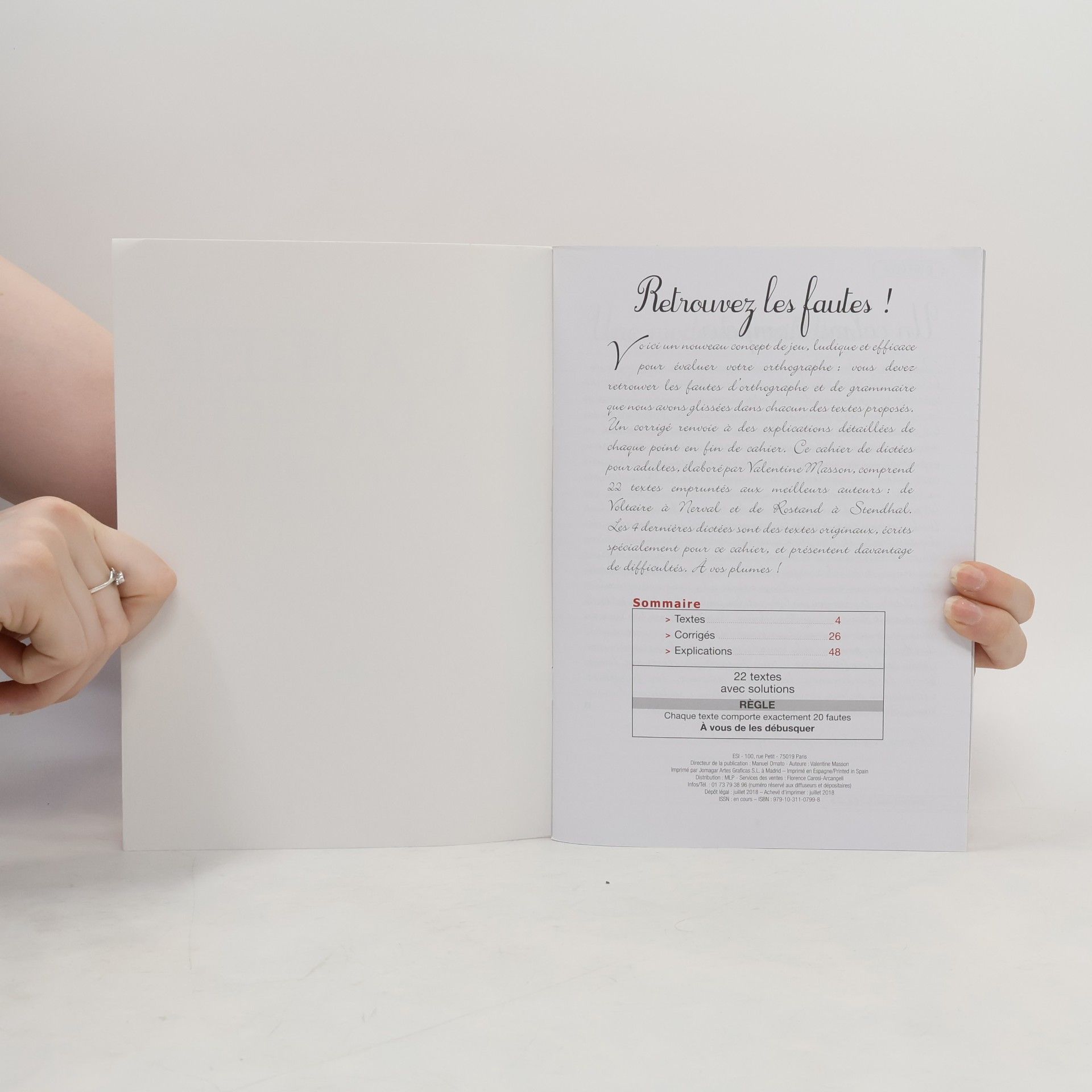 Valentine Masson Cahier de dictées pour adultes