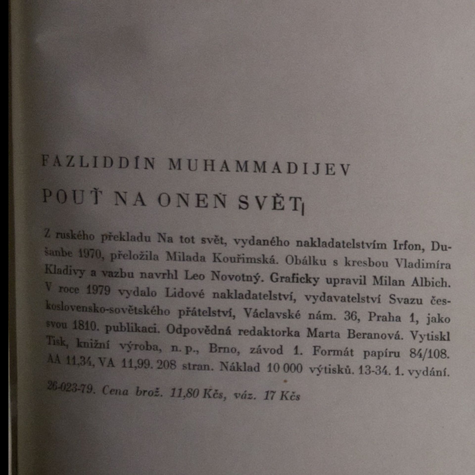 Fazliddín Muhammadijev Pouť na onen svět