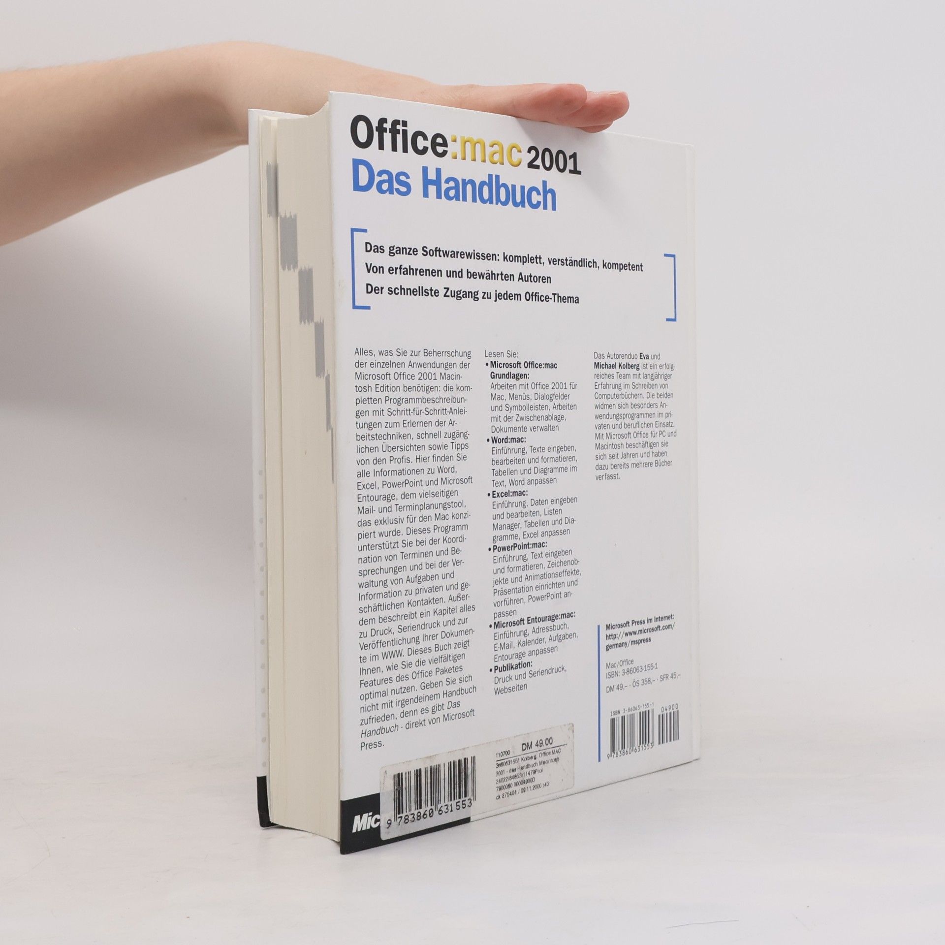 Eva Kolberg Microsoft Office 2001 Macintosh Edition - Das Handbuch