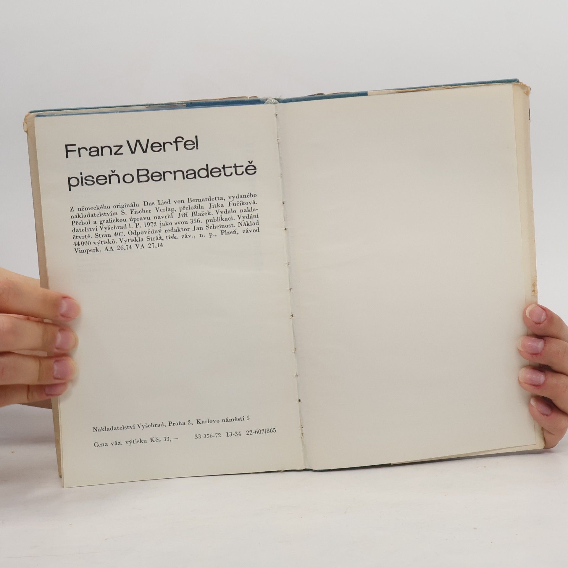 Franz Werfel Píseň o Bernadettě