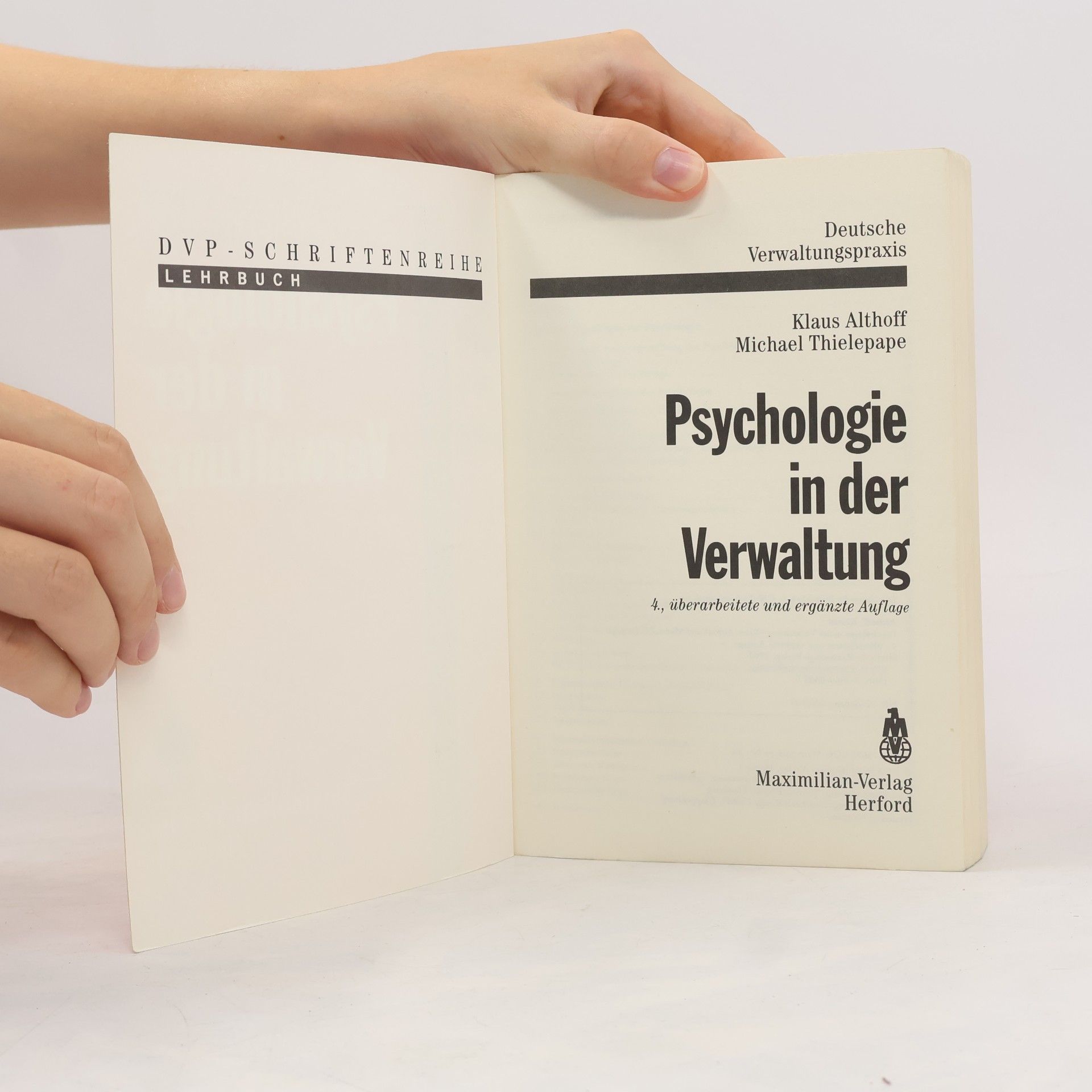 Klaus Althoff DVP Schriftenreihe: Psychologie in der Verwaltung