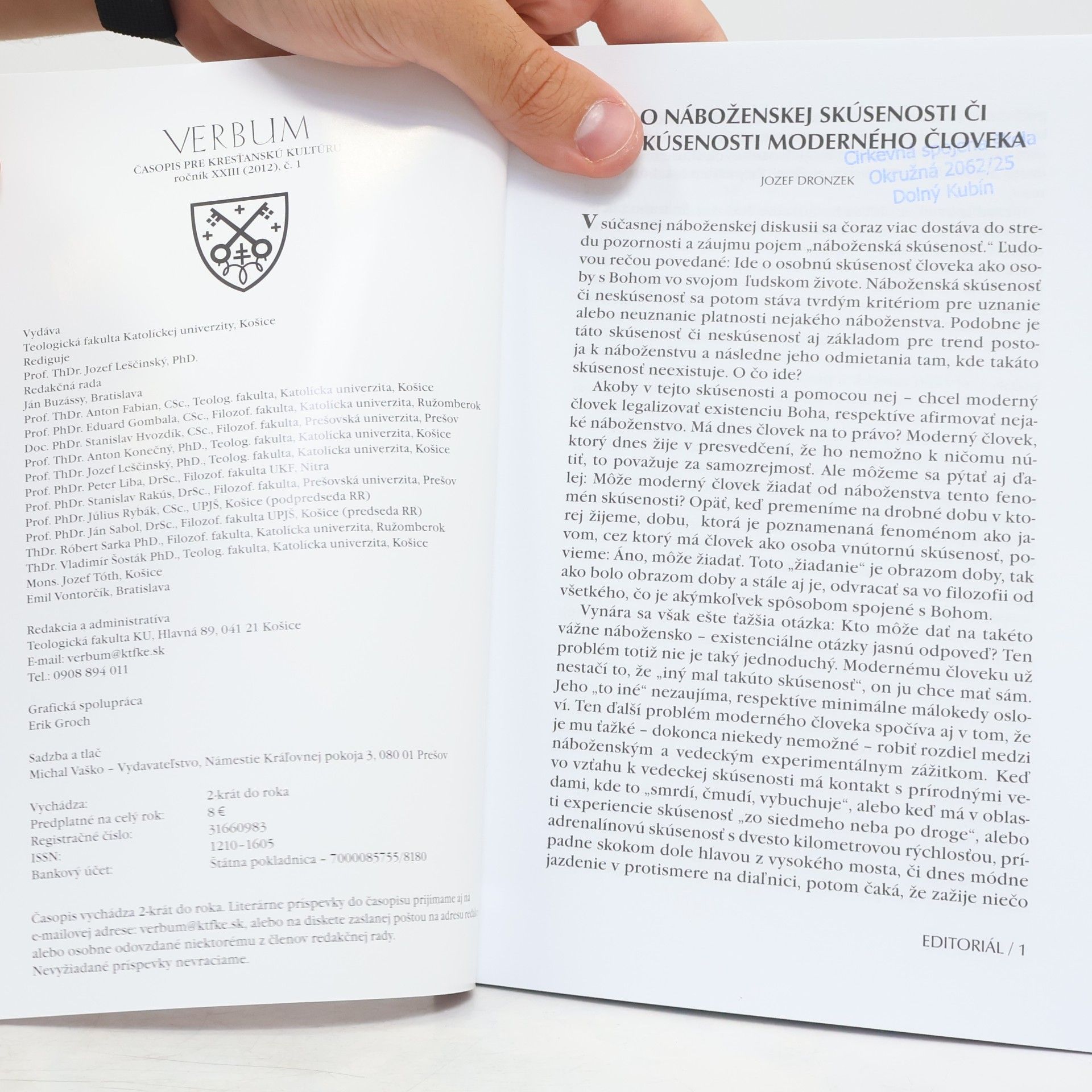 Autorenkollektiv Verbum. Časopis pre kresťanskú kultúru XXIII/1