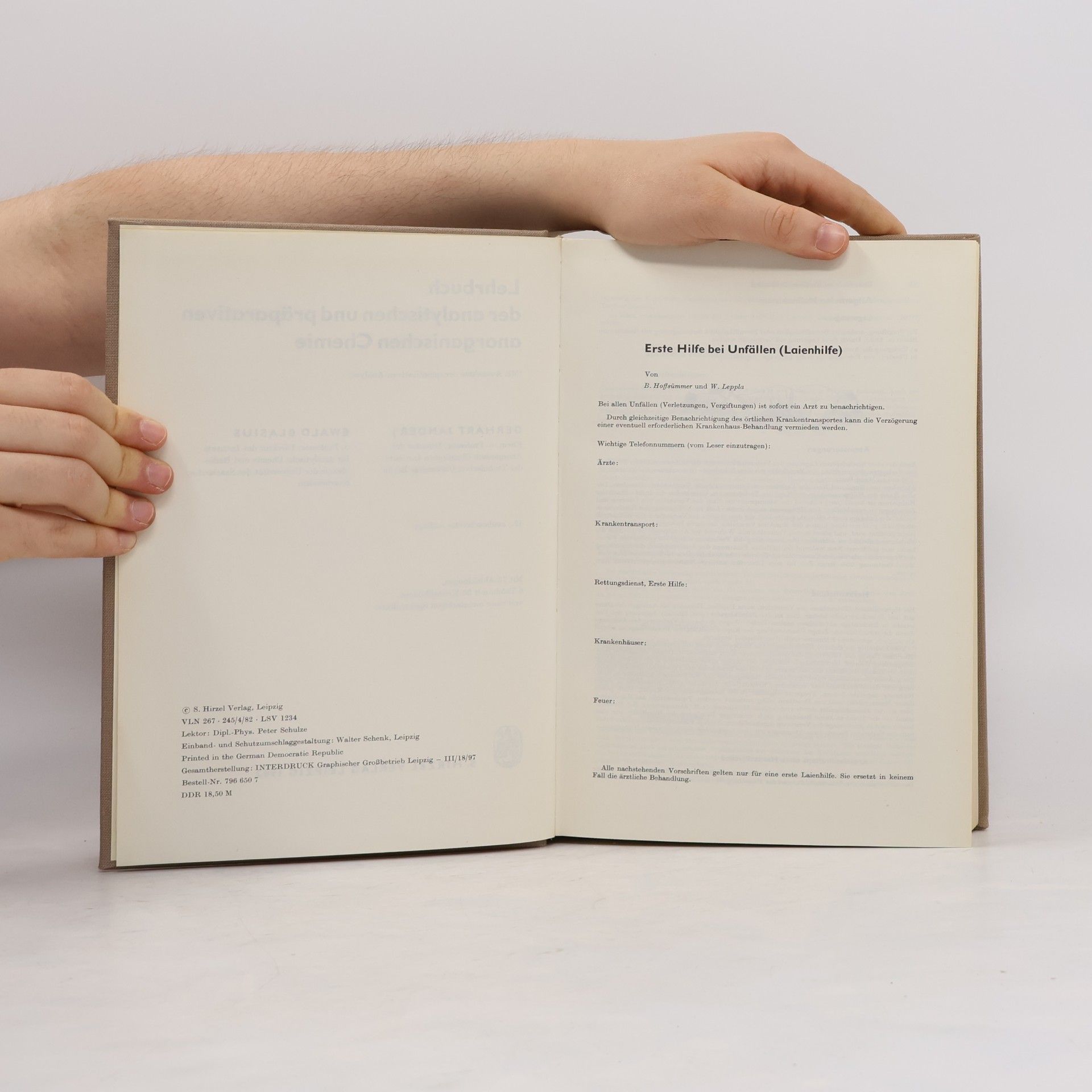 Various authors Lehrbuch der analytischen und präparativen anorganischen Chemie