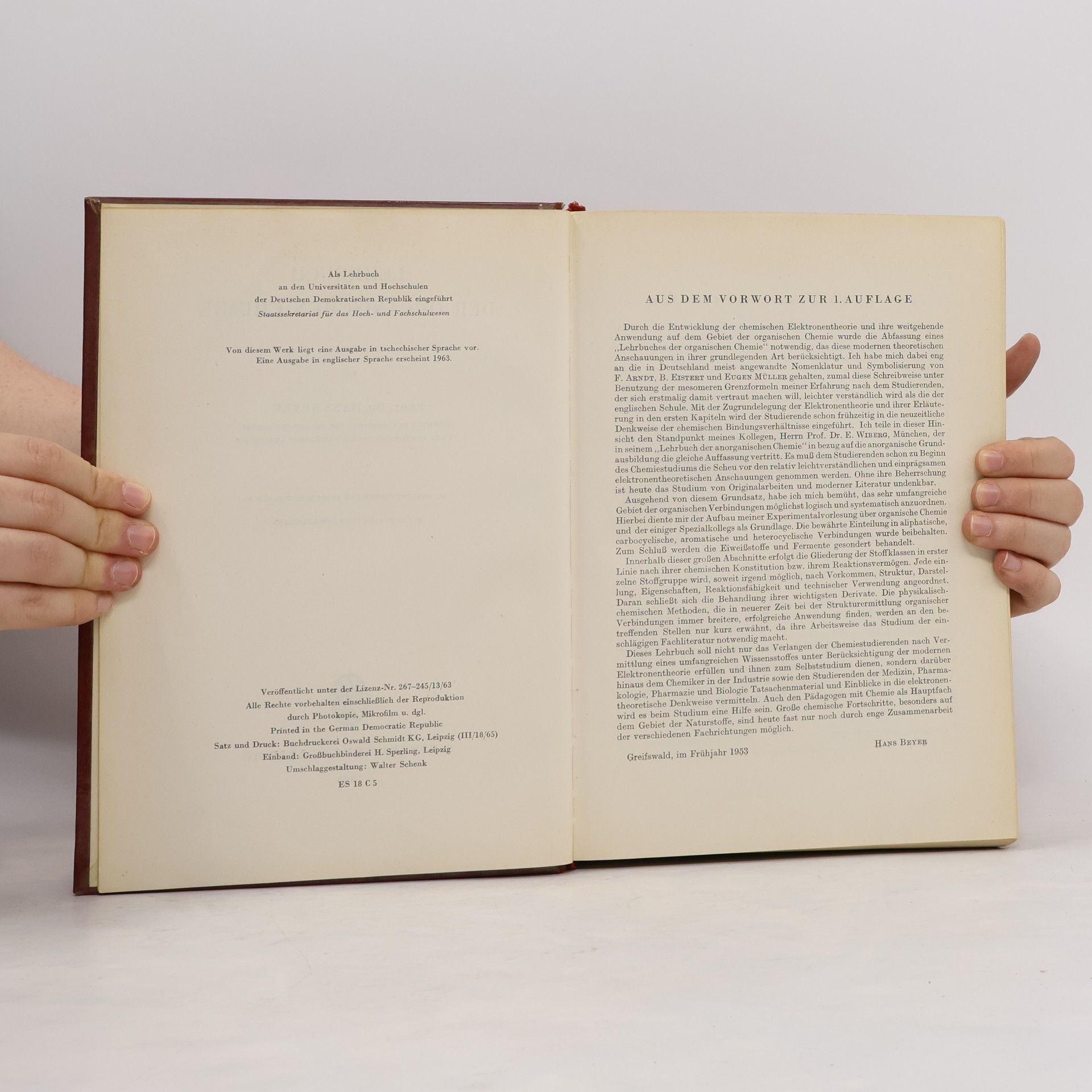Hans Beyer Lehrbuch der Organischen Chemie