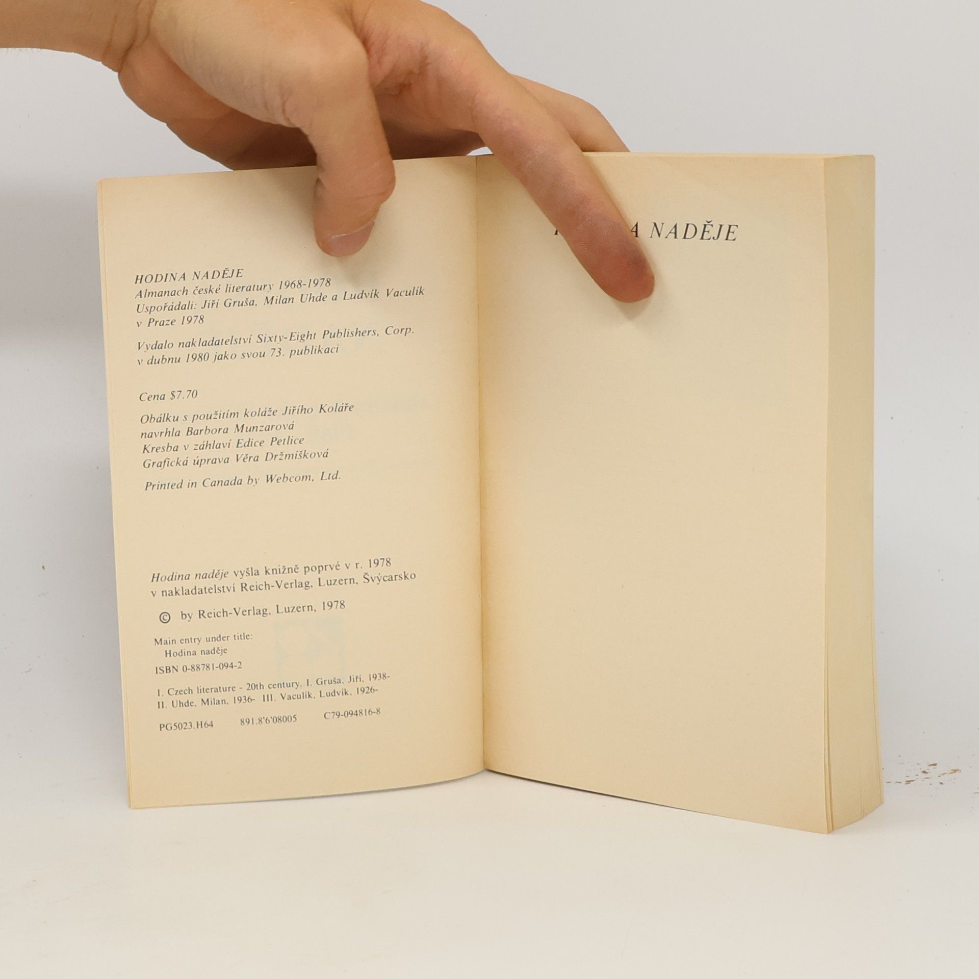 Jiří Gruša Hodina naděje : Almanach české literatury 1968-1978