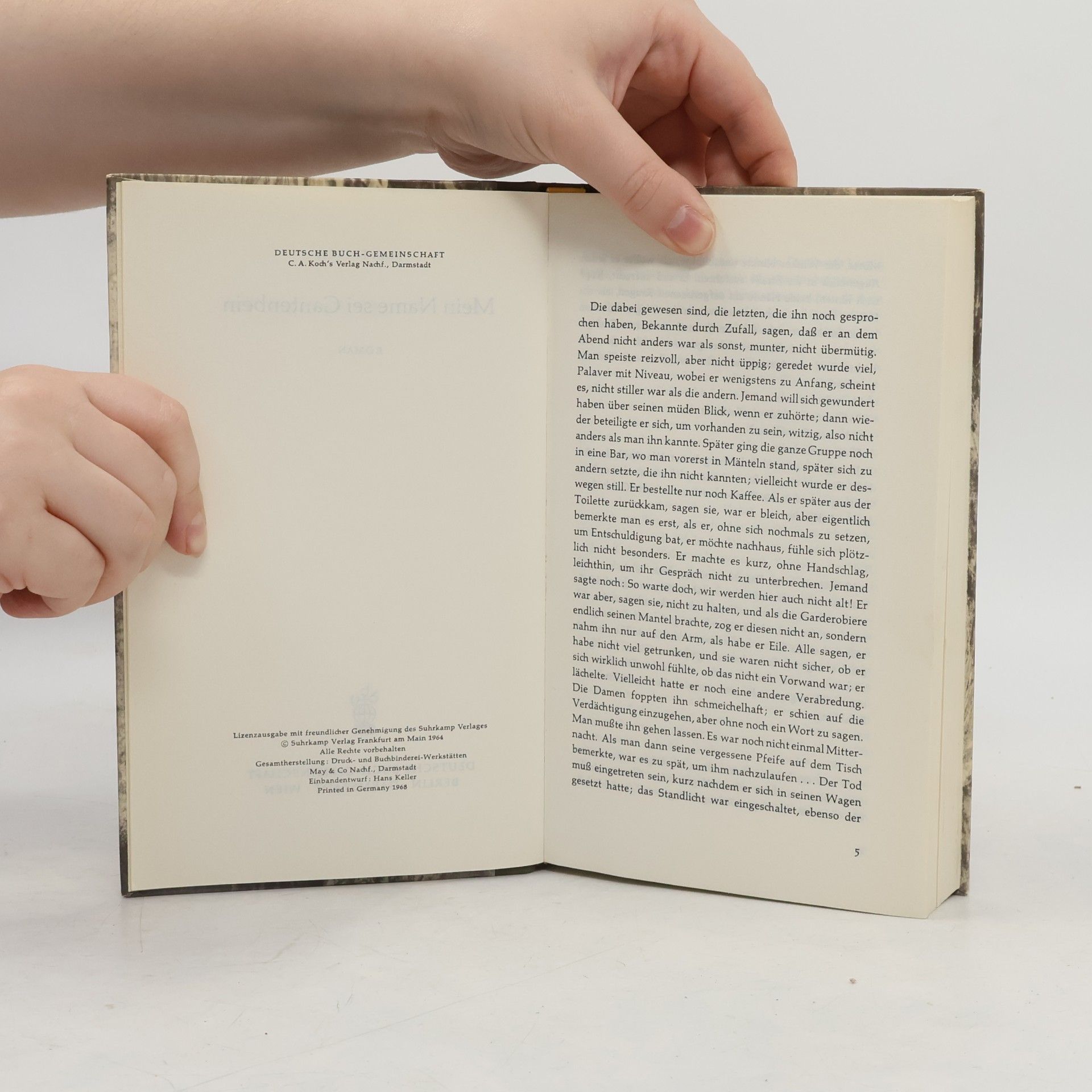Max Frisch Mein Name sei Gantenbein