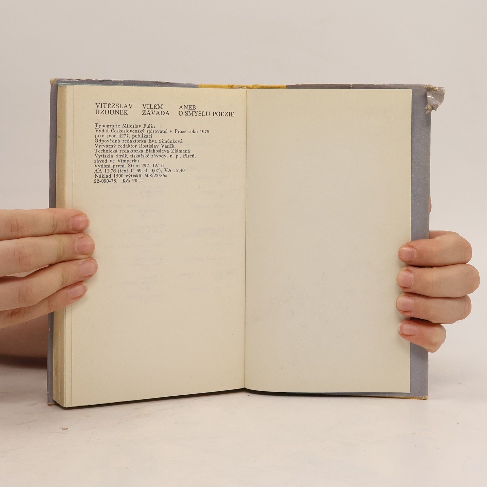 Vítězslav Rzounek Vilém Závada aneb O smyslu poezie