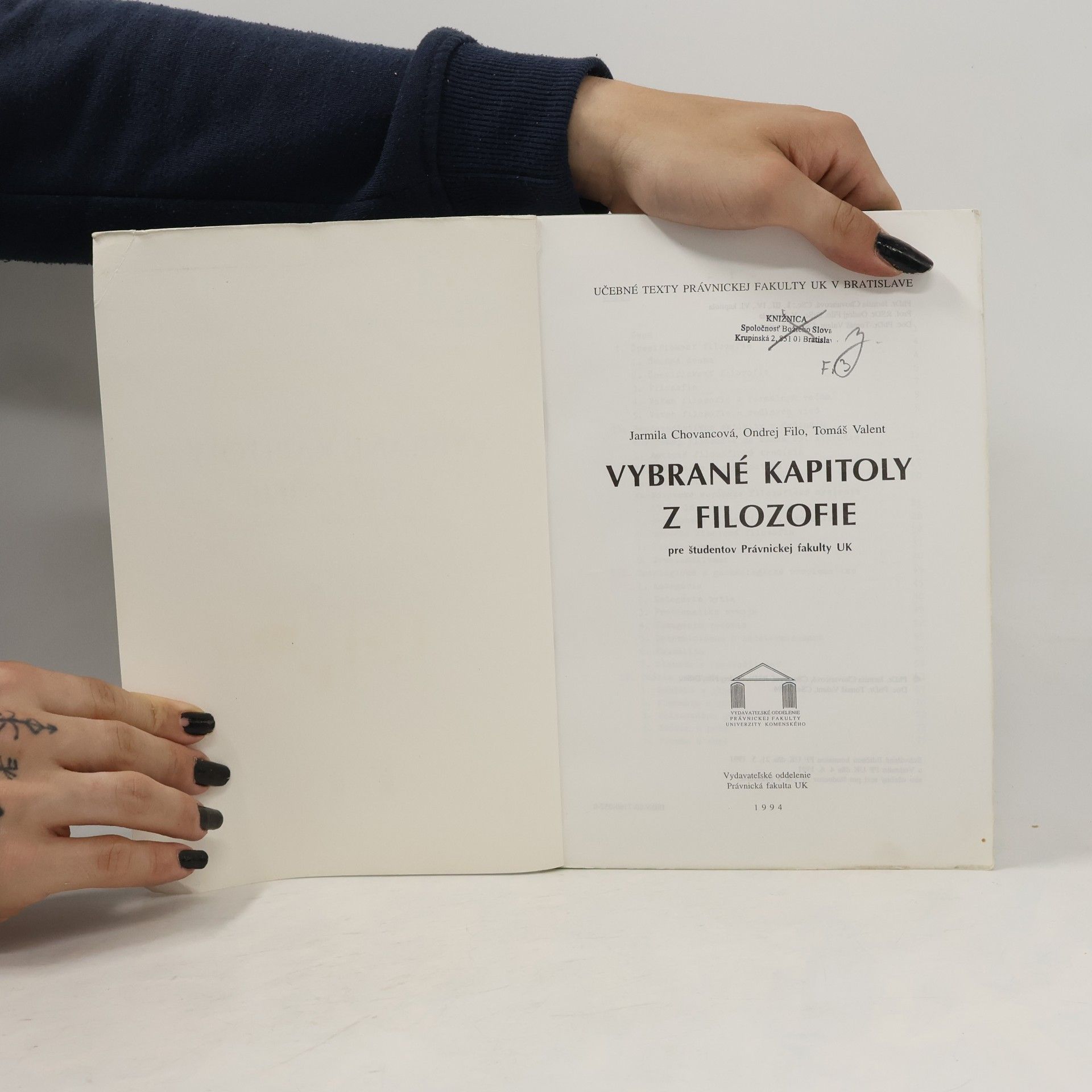 Jarmila Chovancová Vybrané kapitoly z filozofie