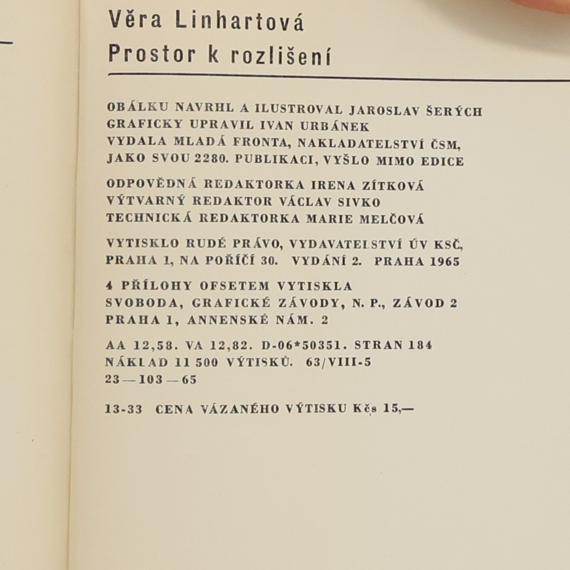 Věra Linhartová Prostor k rozlišení