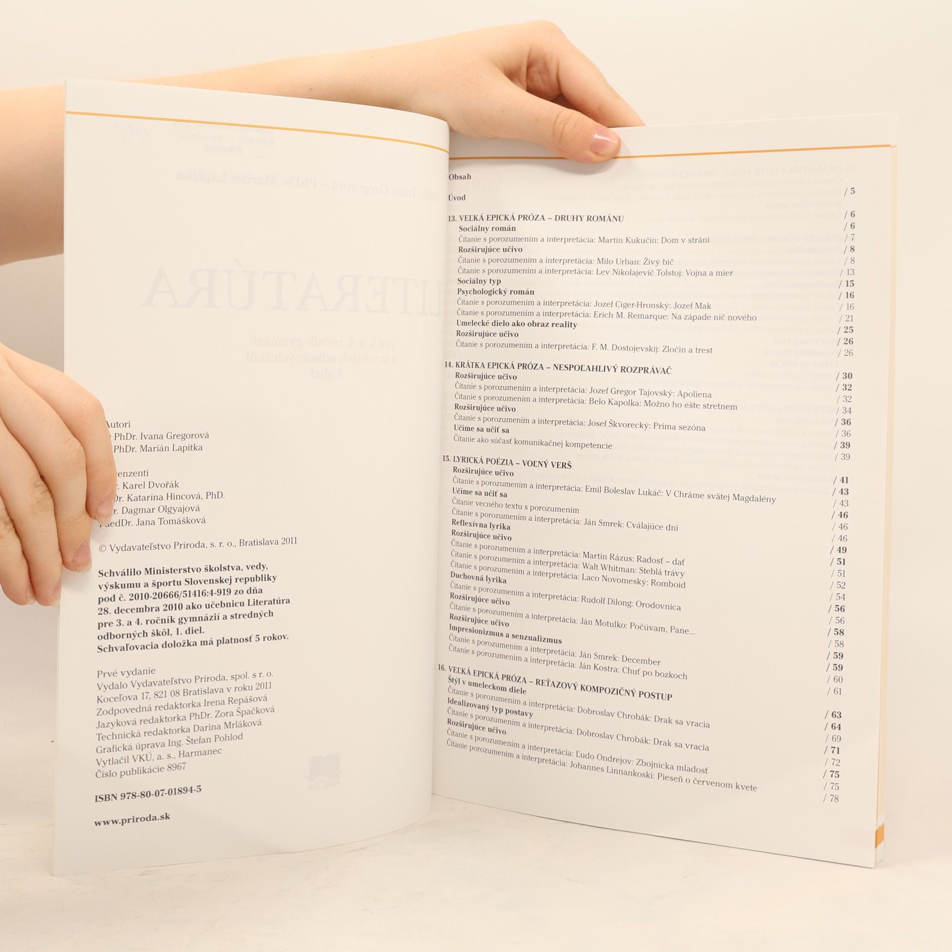 Marián Lapitka Literatúra pre 3. a 4. ročník gymnázií a stredných odborných škôl. 1. diel