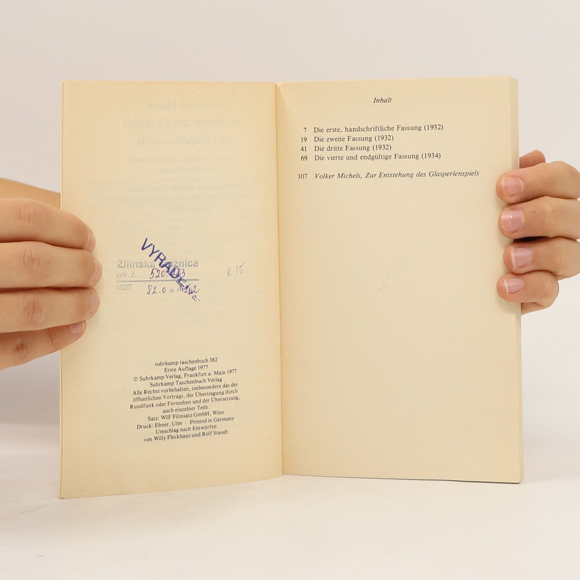 Hermann Hesse Von Wesen und Herkunft des Glasperlenspiels