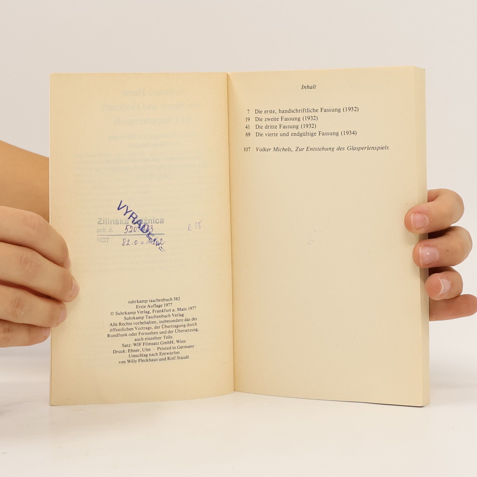 Hermann Hesse Von Wesen und Herkunft des Glasperlenspiels