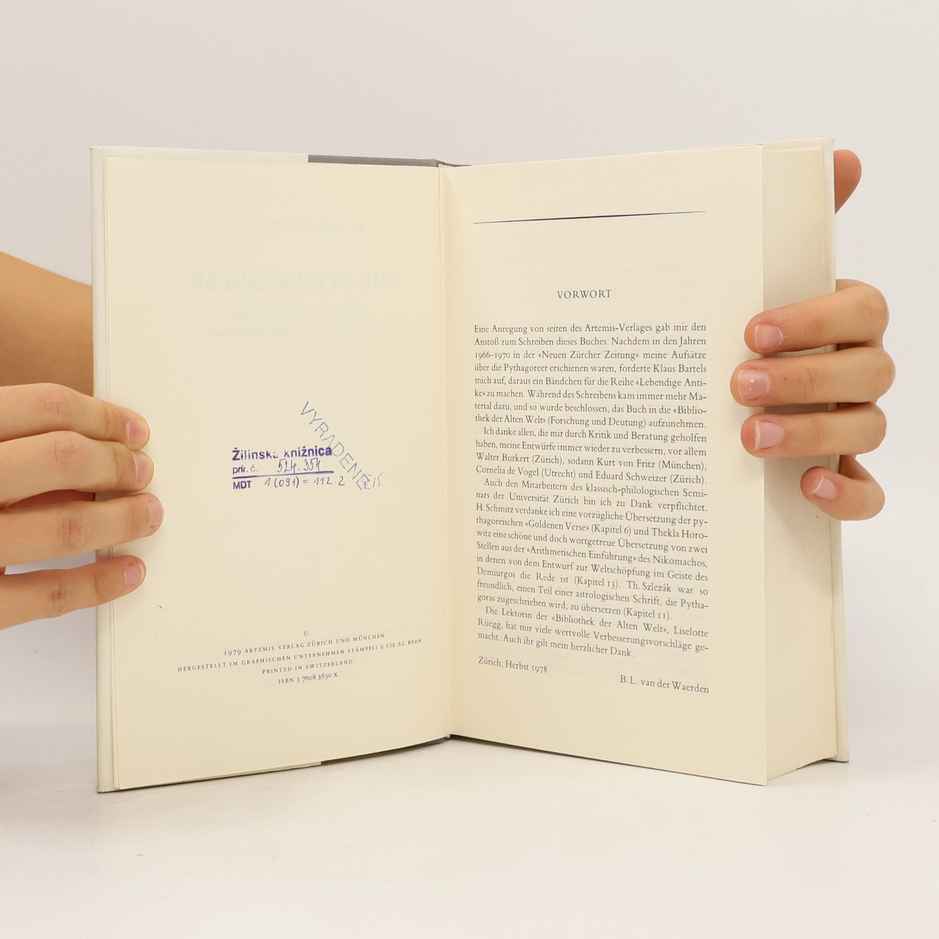 Bartel Leendert van der Waerden Die Bibliothek der Alten Welt - 3: Die Pythagoreer