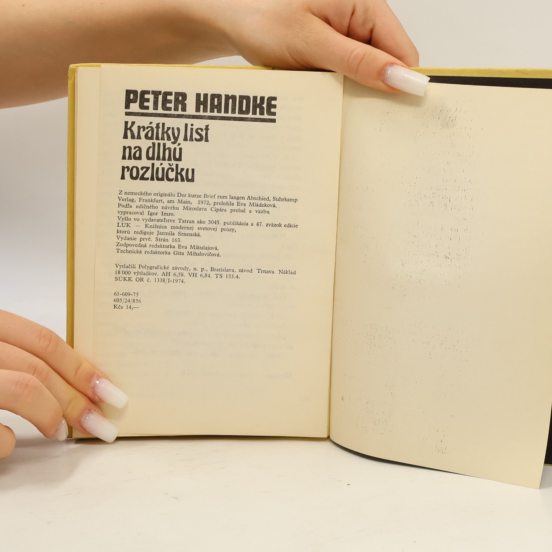 Peter Handke Krátky list na dlhú rozlúčku