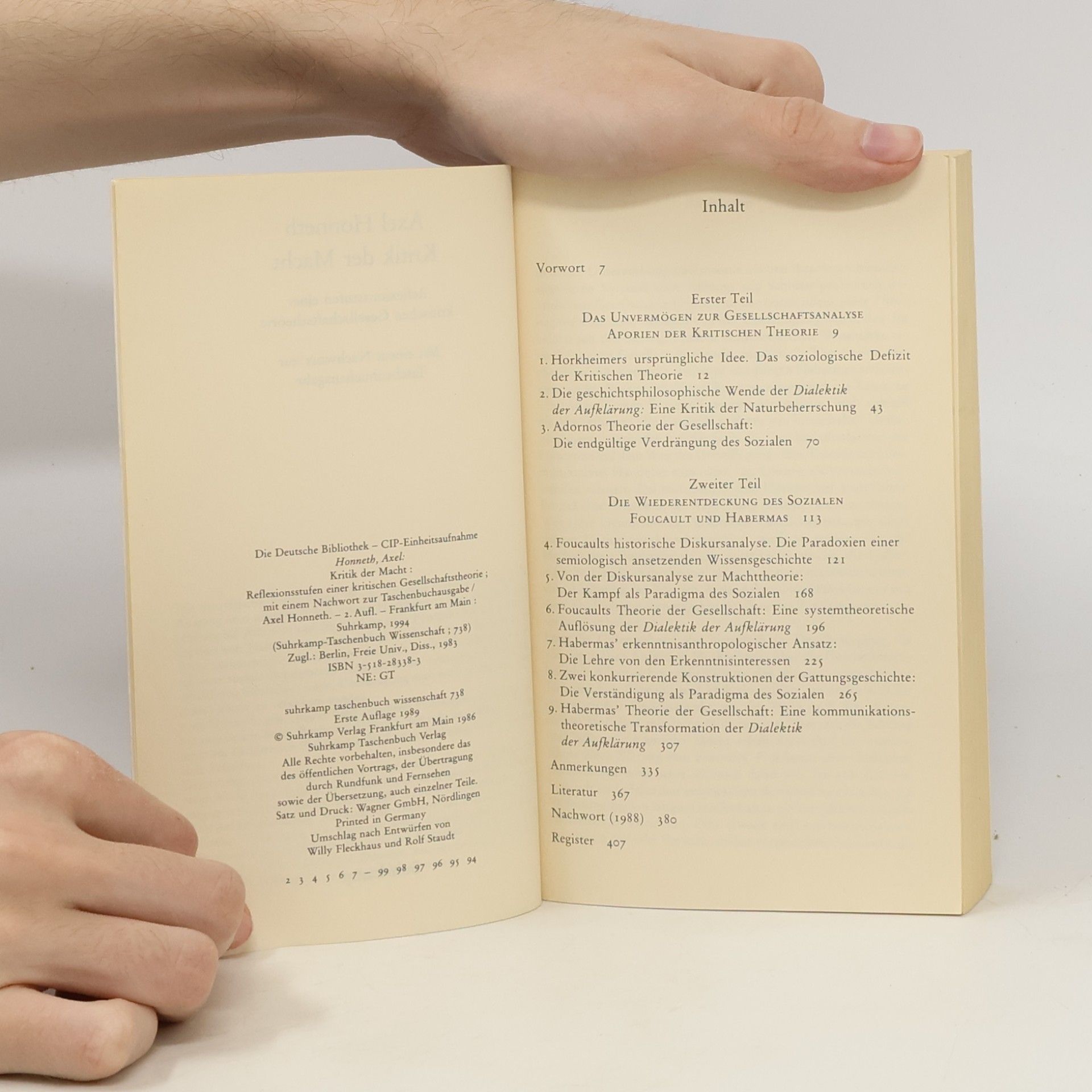 Axel Honneth Suhrkamp Taschenbuch Wissenschaft - 738: Kritik der Macht