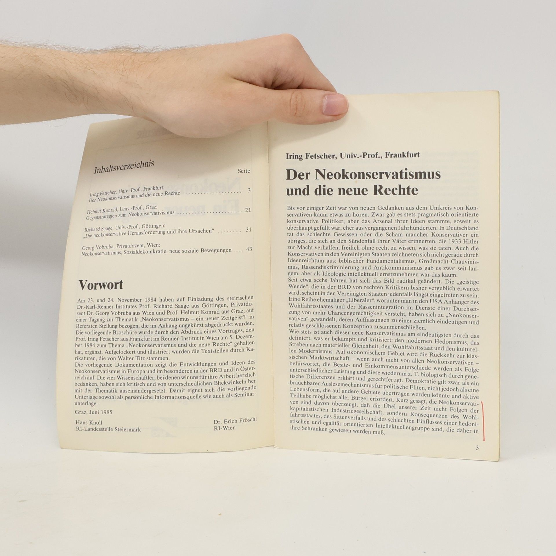 Iring Fetscher Neokonservativismus Fin neuer Zeitgeist?