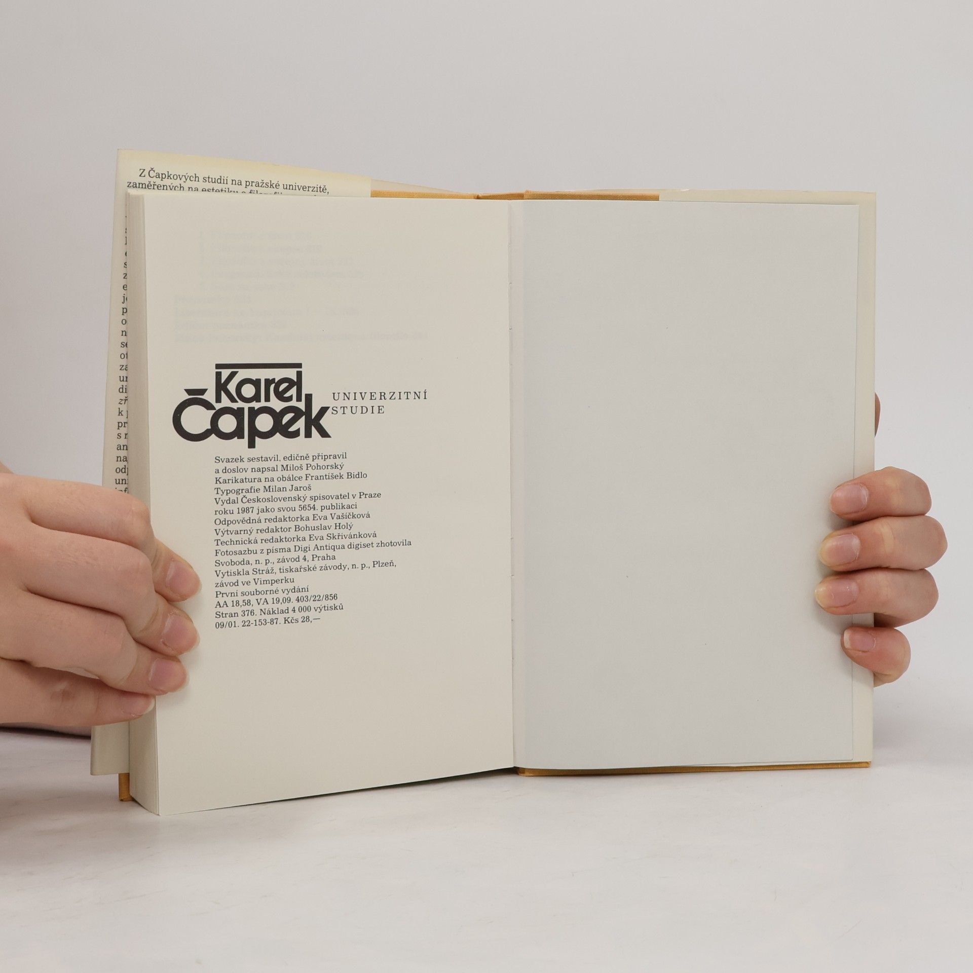 Karel Čapek Univerzitní studie