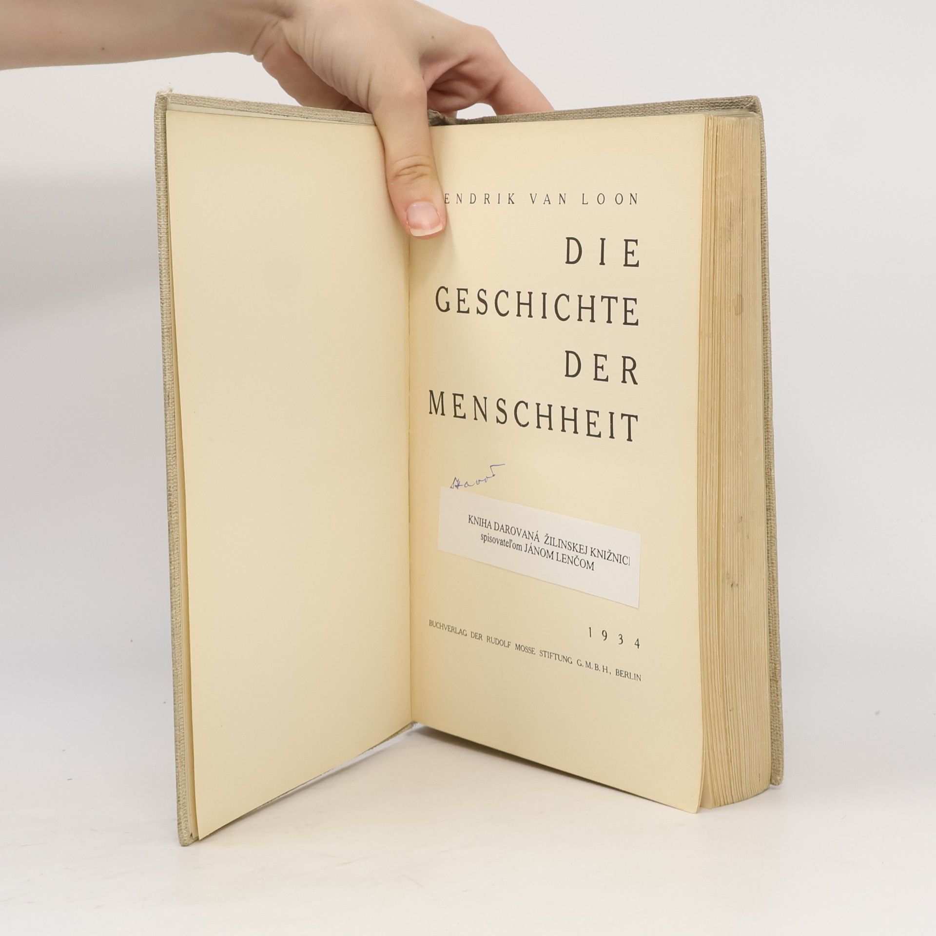 Hendrik Willem van Loon Die Geschichte der Menschheit