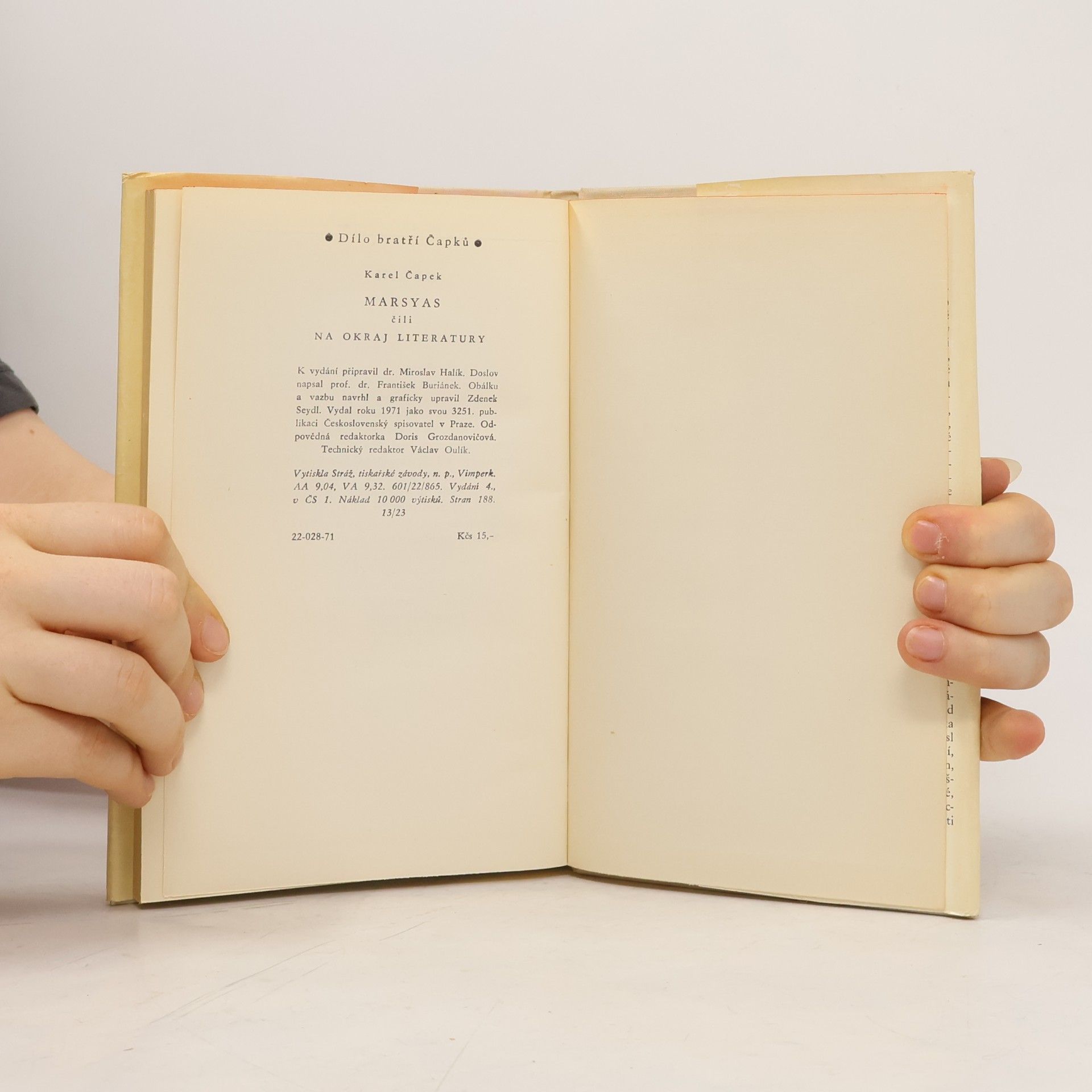 Karel Čapek Marsyas čili Na okraj literatury